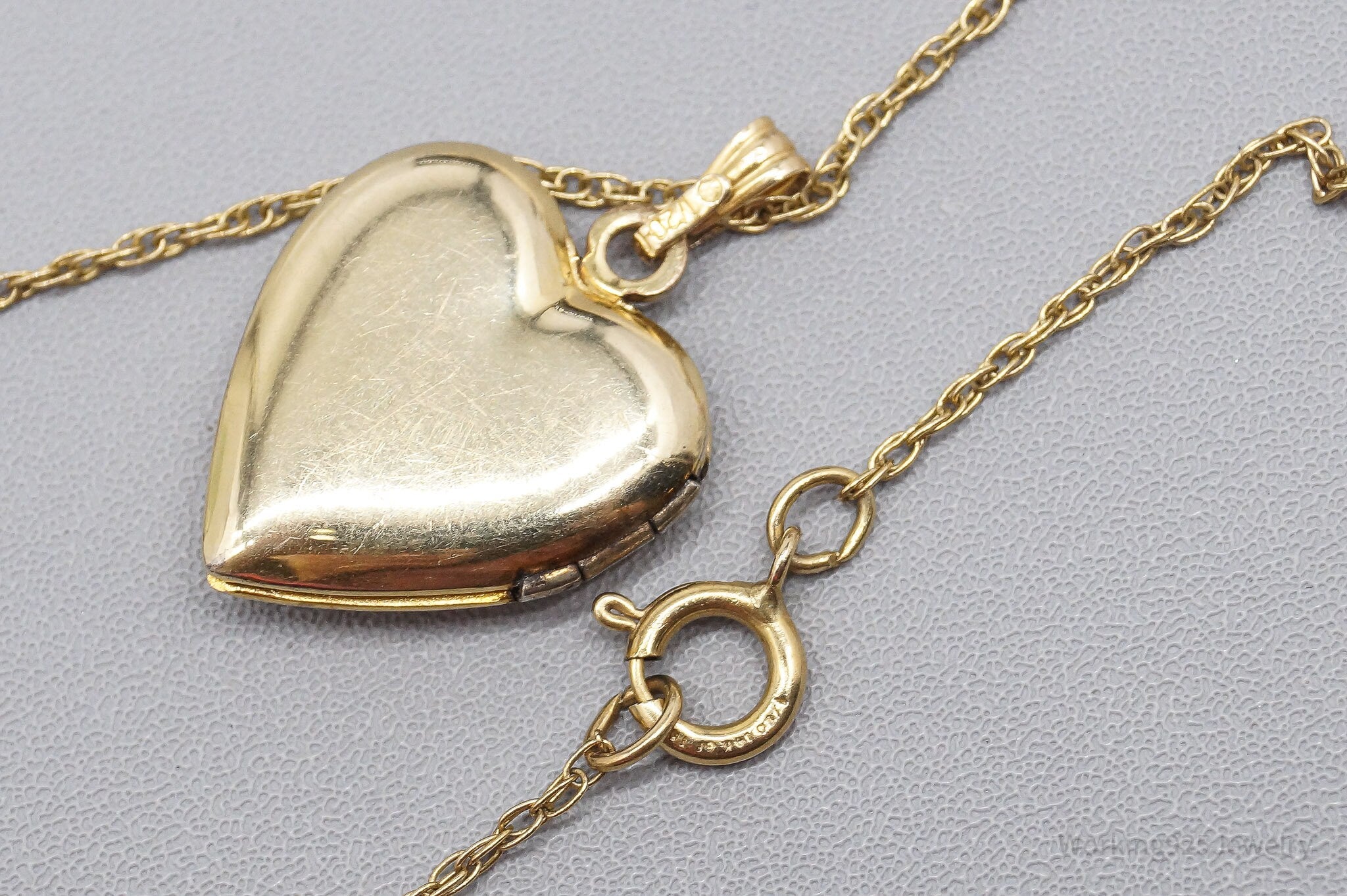 Vintage Diamond 14K Gold Filled Heart Locket Necklace 18"