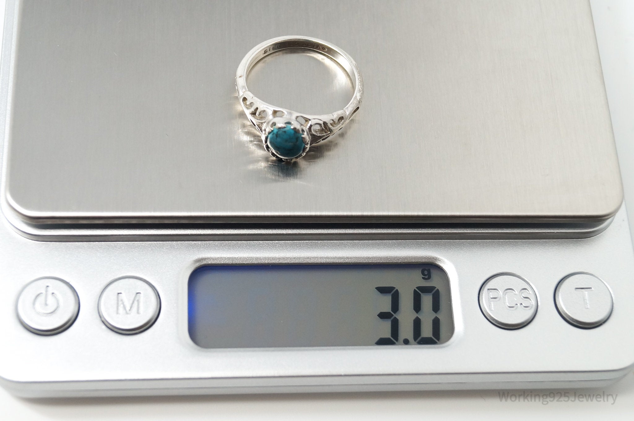 Vintage Designer SETA Southwestern Turquoise Sterling Silver Ring Sz