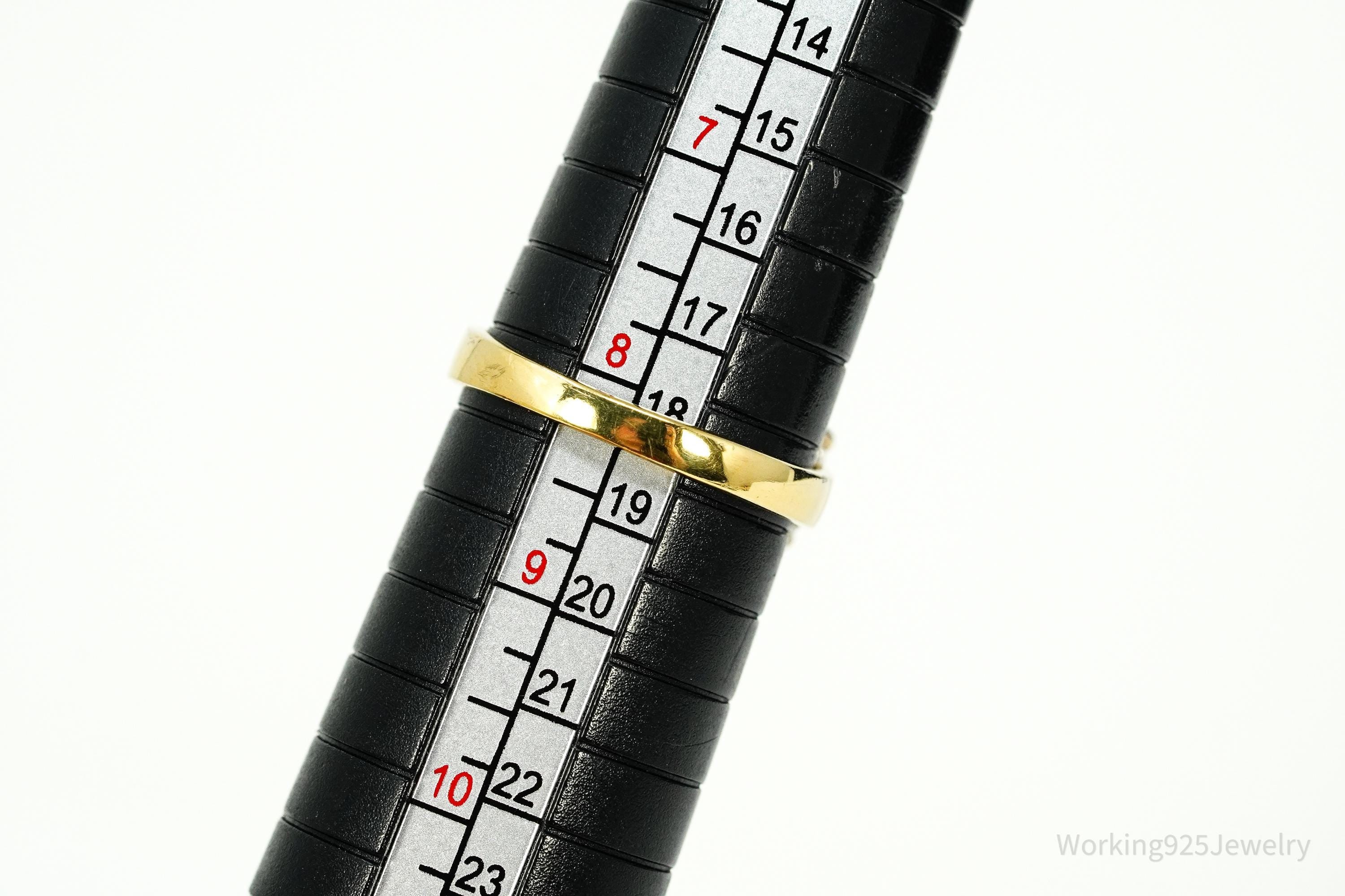 Vintage Diamonique Cubic Zirconia Gold Vermeil Sterling Silver Ring - Size 8.25