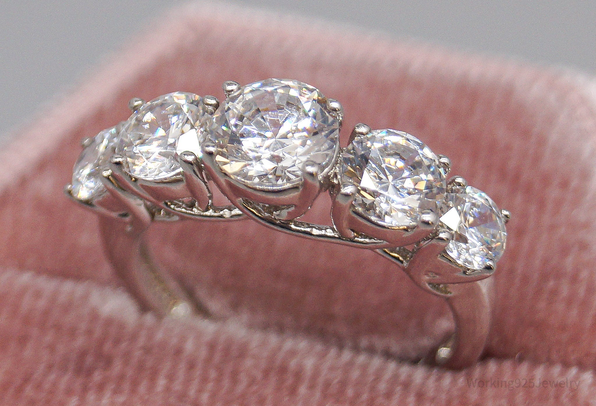 Vintage Diamonique Cubic Zirconia Sterling Silver Ring - Size 5.25