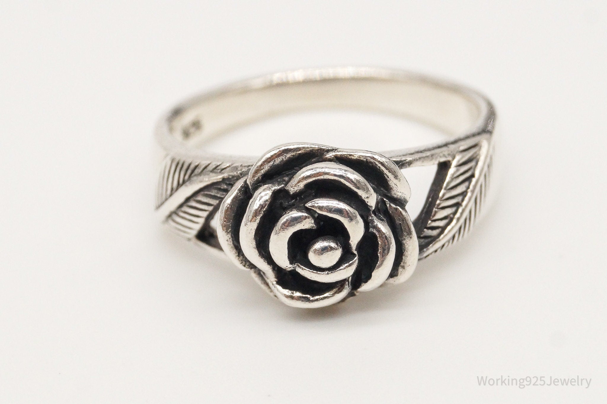 Vintage Rose Sterling Silver Ring - Size 6.75