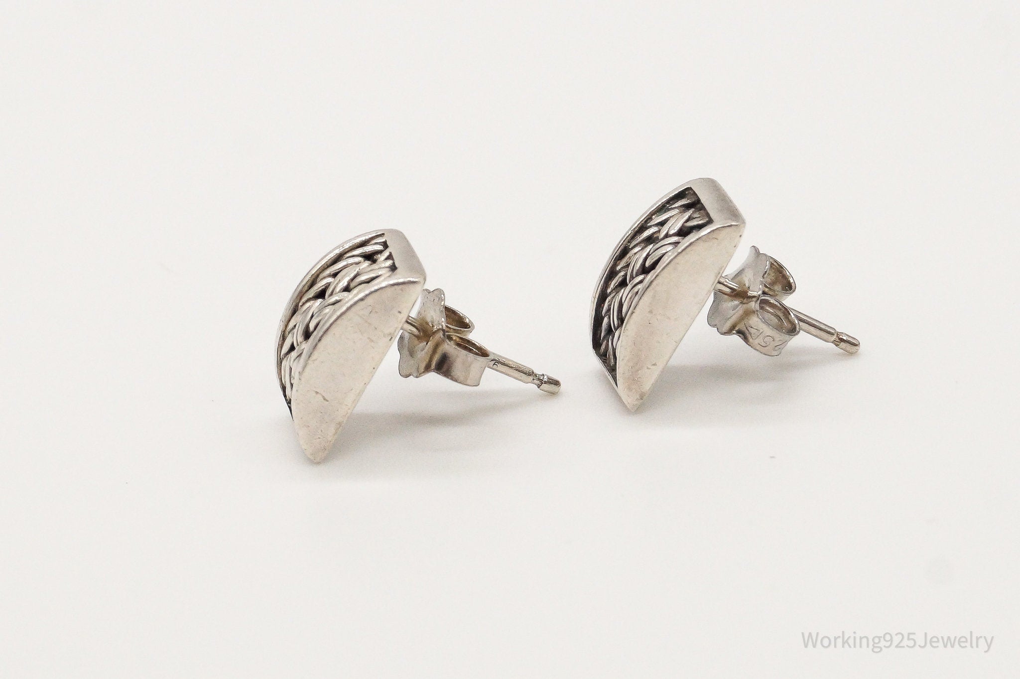 Designer Lois Hill Woven Sterling Silver Earrings