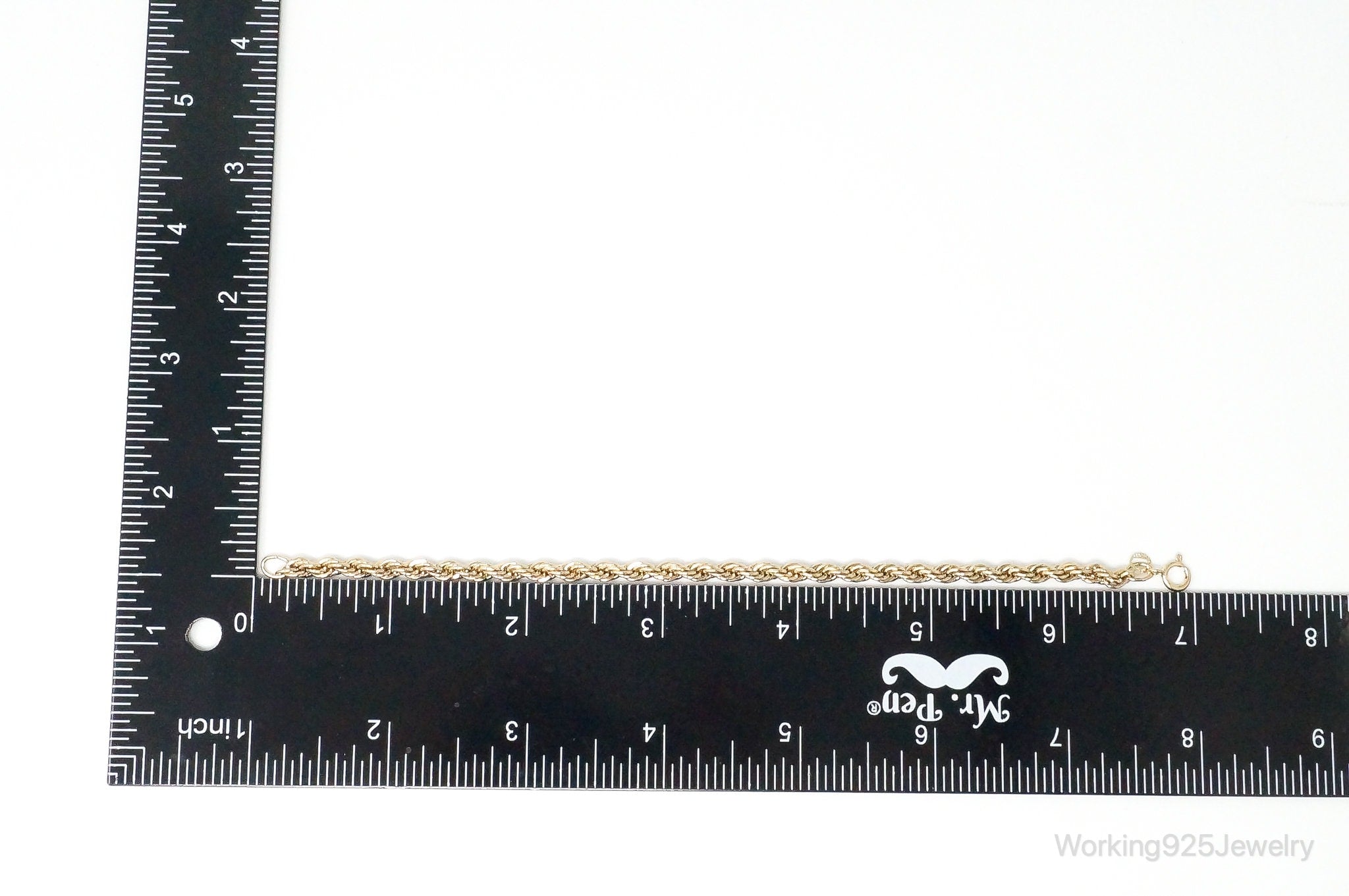 Rare Vintage Danecraft Rope Chain Gold Vermeil Sterling Silver Bracelet