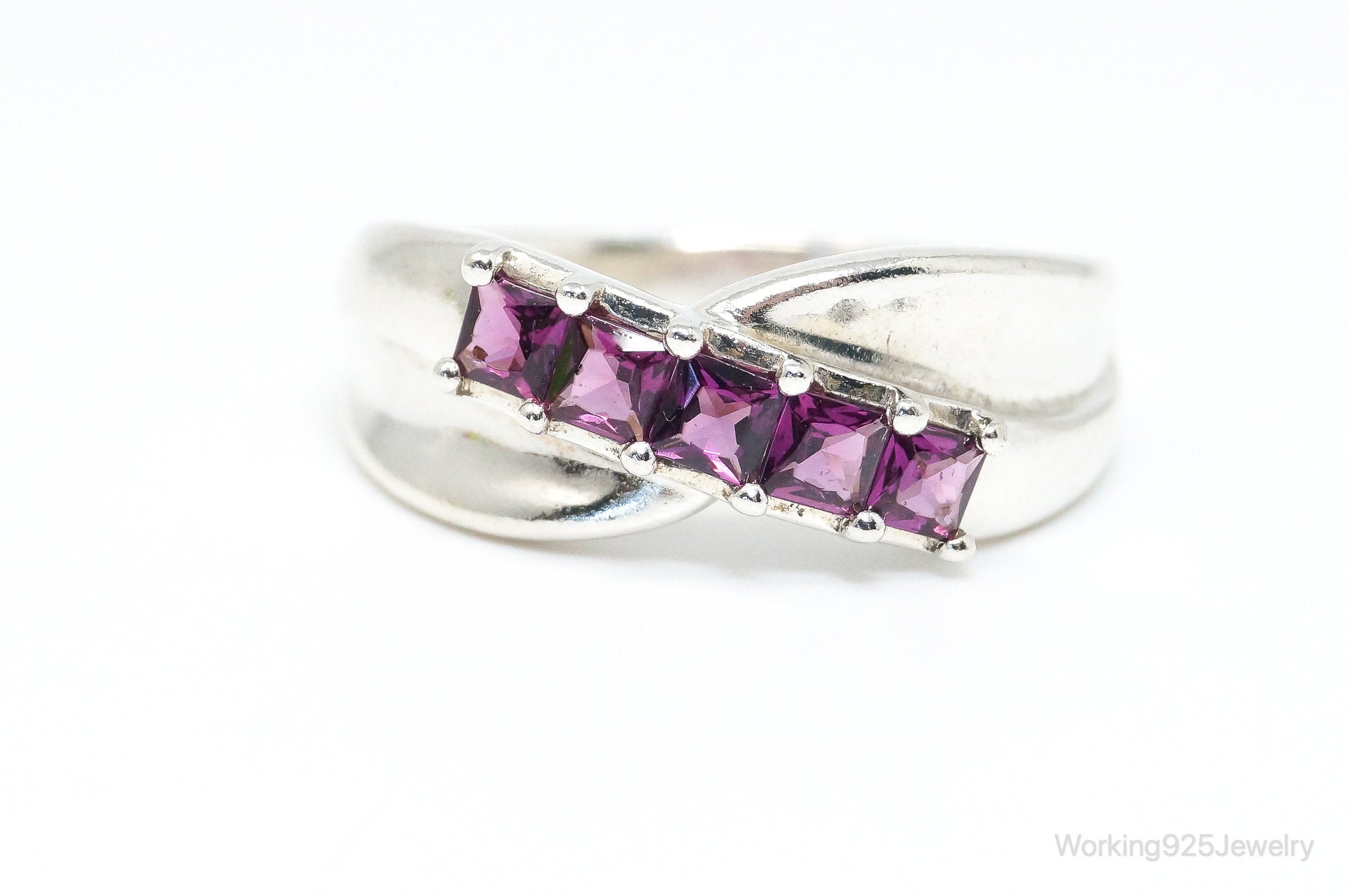 Vintage Violet Purple Topaz Sterling Silver Ring SZ 8.75