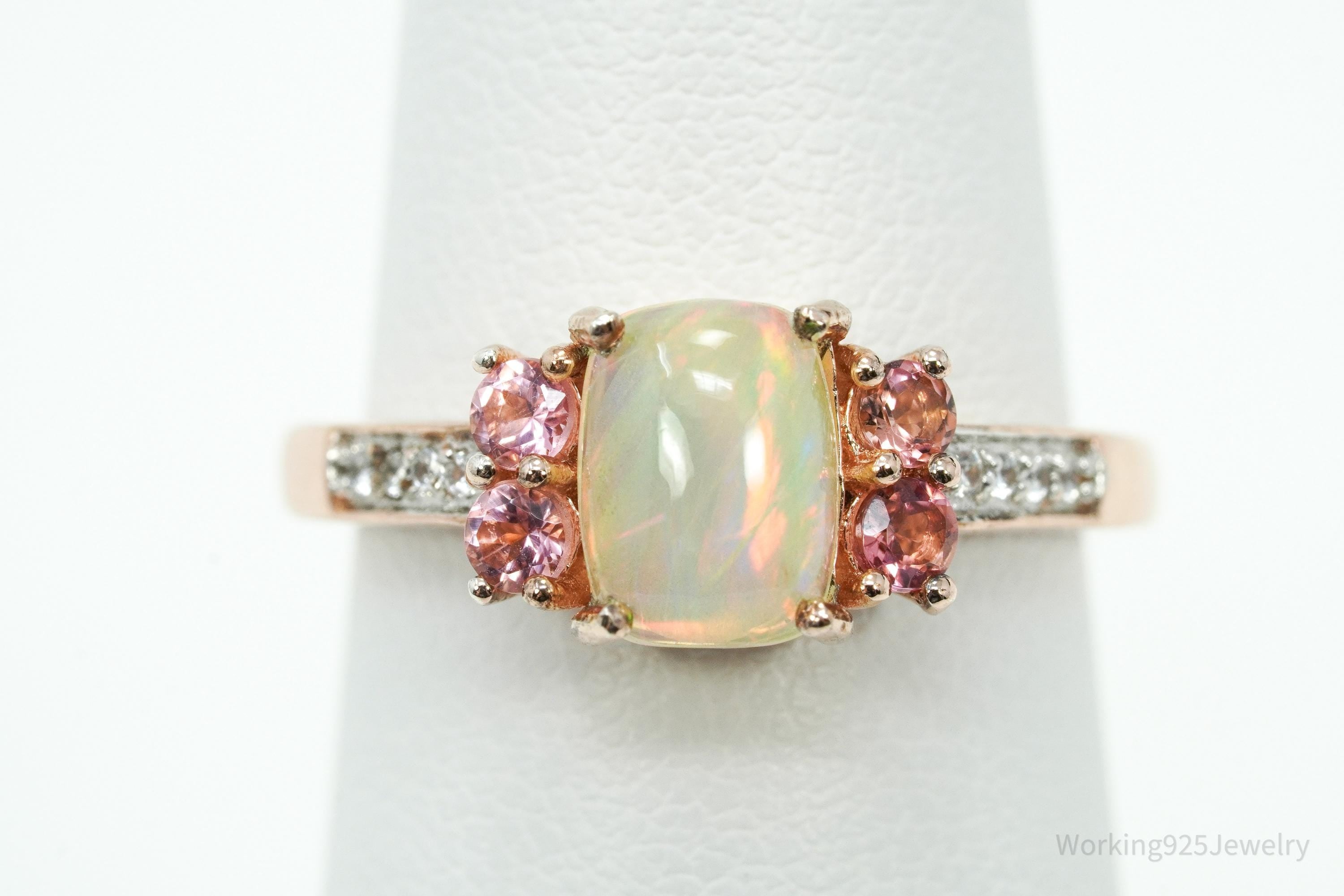 D'Joy Multi Gemstone Rose Gold Over Sterling Silver Ring - Size 6