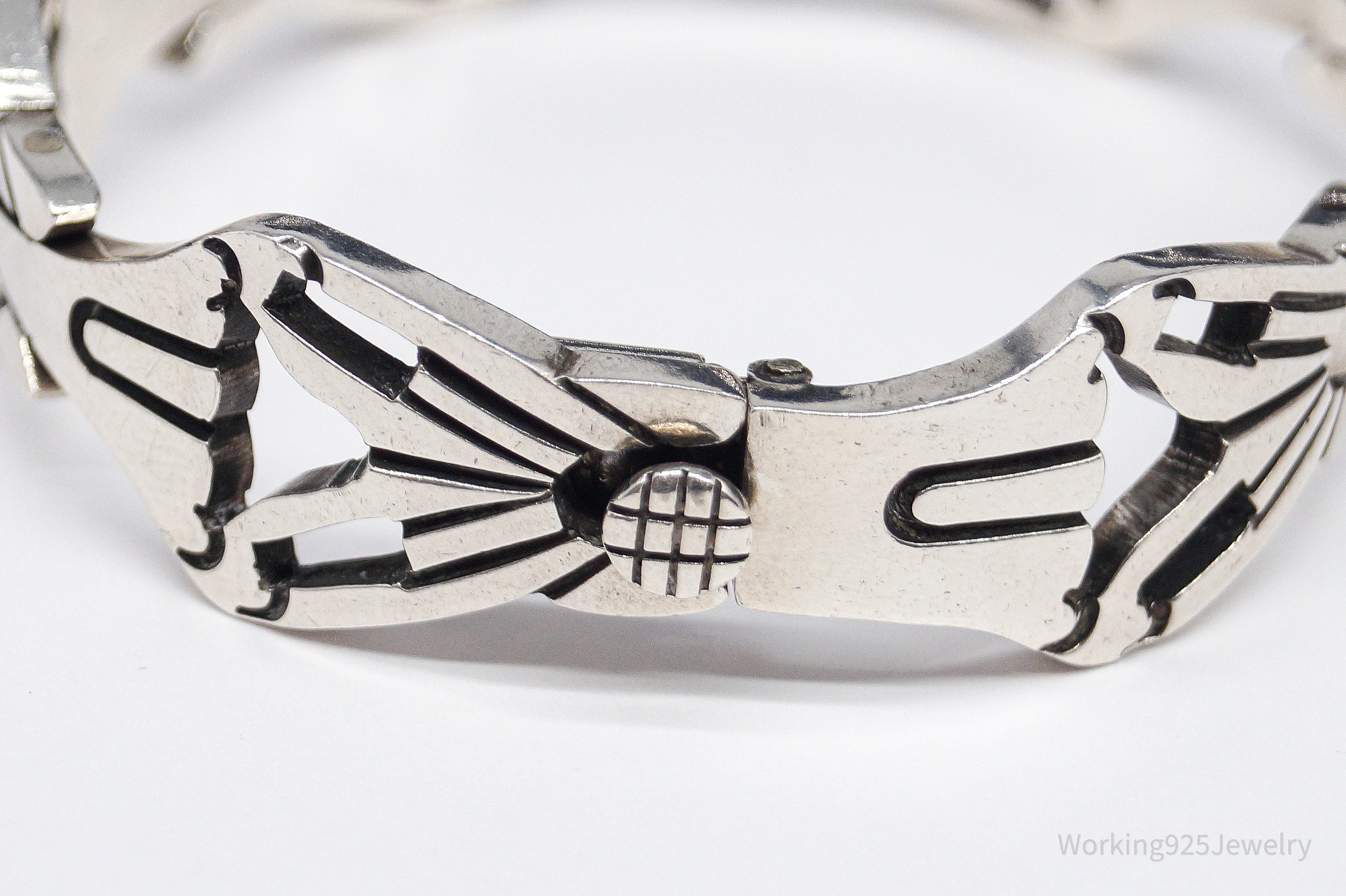 Vintage Mexico Modernist Sterling Silver Bracelet - 6.75"