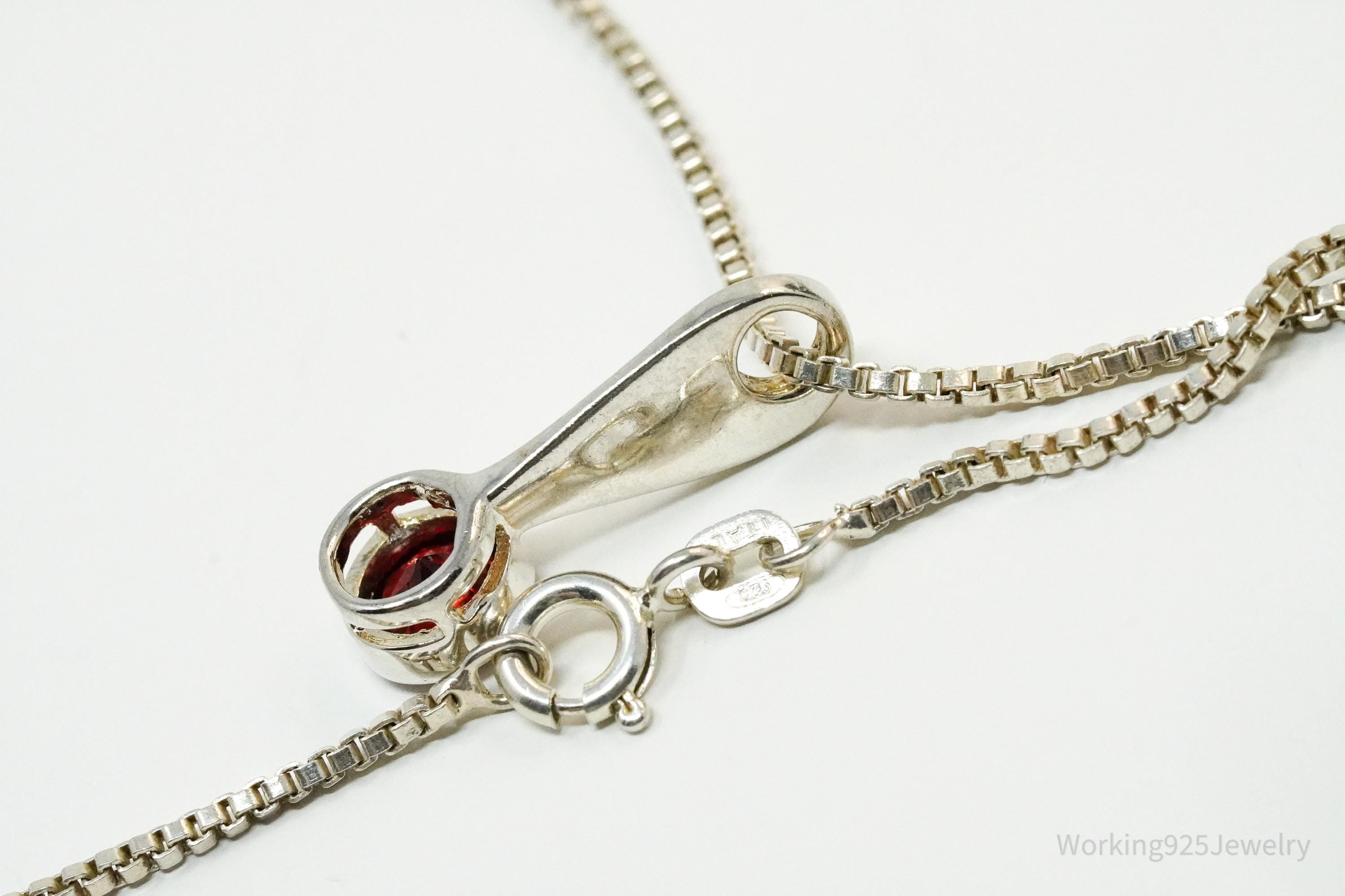 Vintage Garnet Sterling Silver Necklace 18"