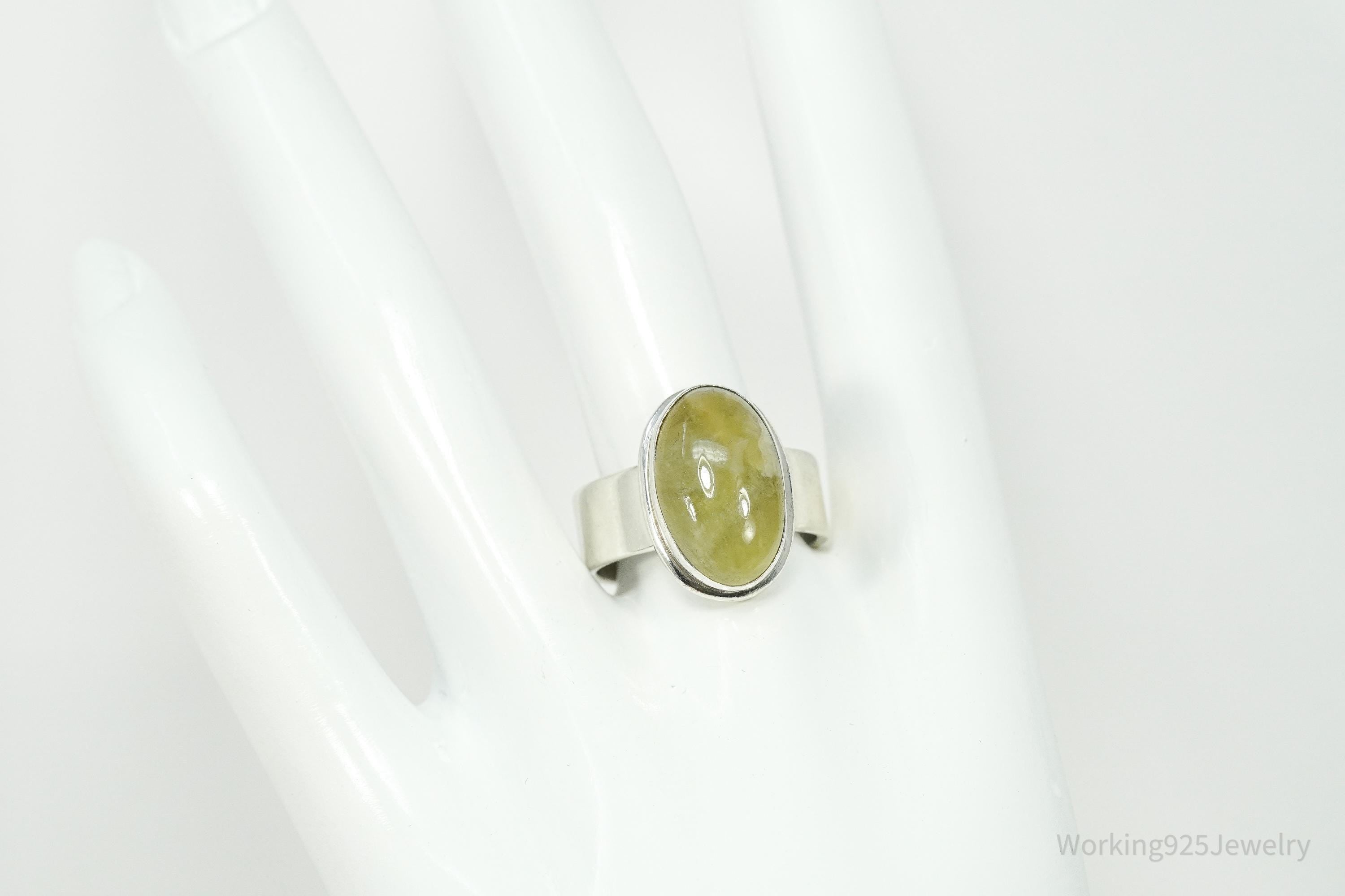 Vintage Lemon Citrine Sterling Silver Wrap Ring - Size 9 Adjustable
