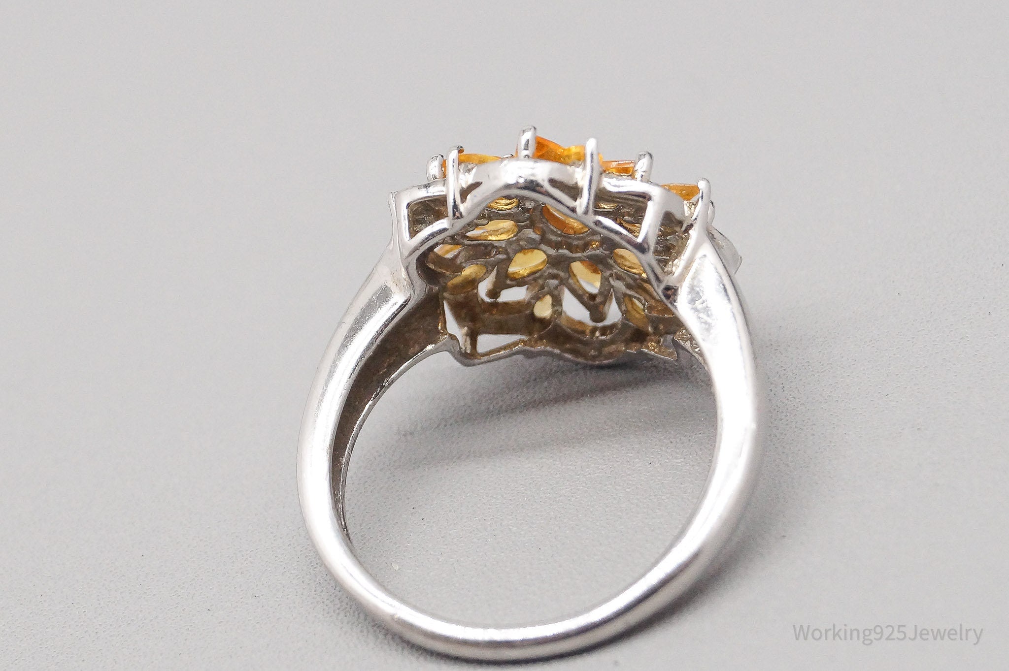 Vintage Orange Citrine Sterling Silver Ring - Size 10.25