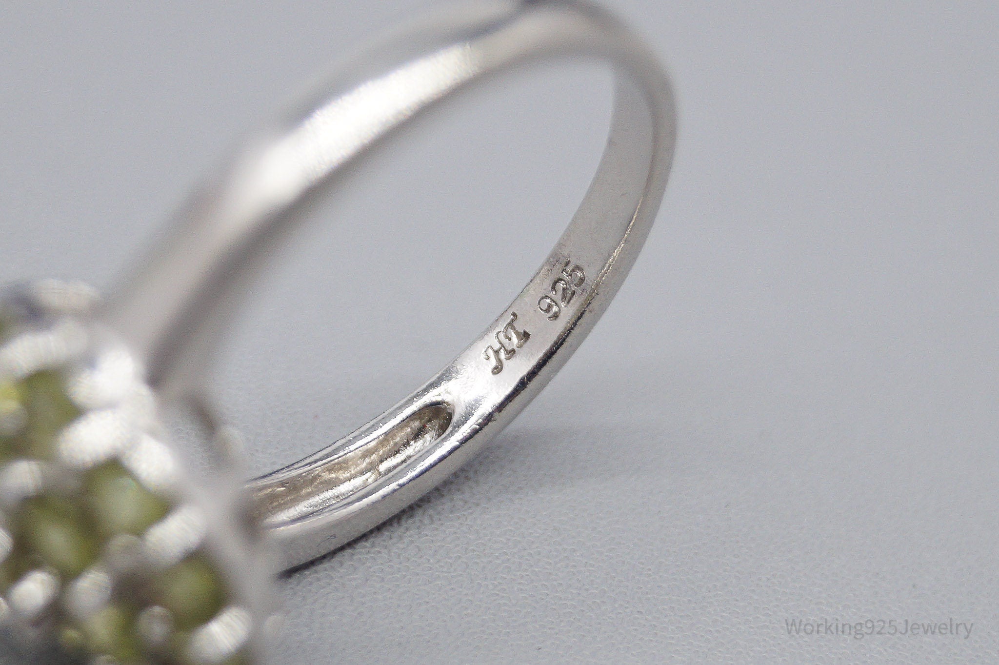 JTV HT Green Peridot Sterling Silver Ring - Size 8