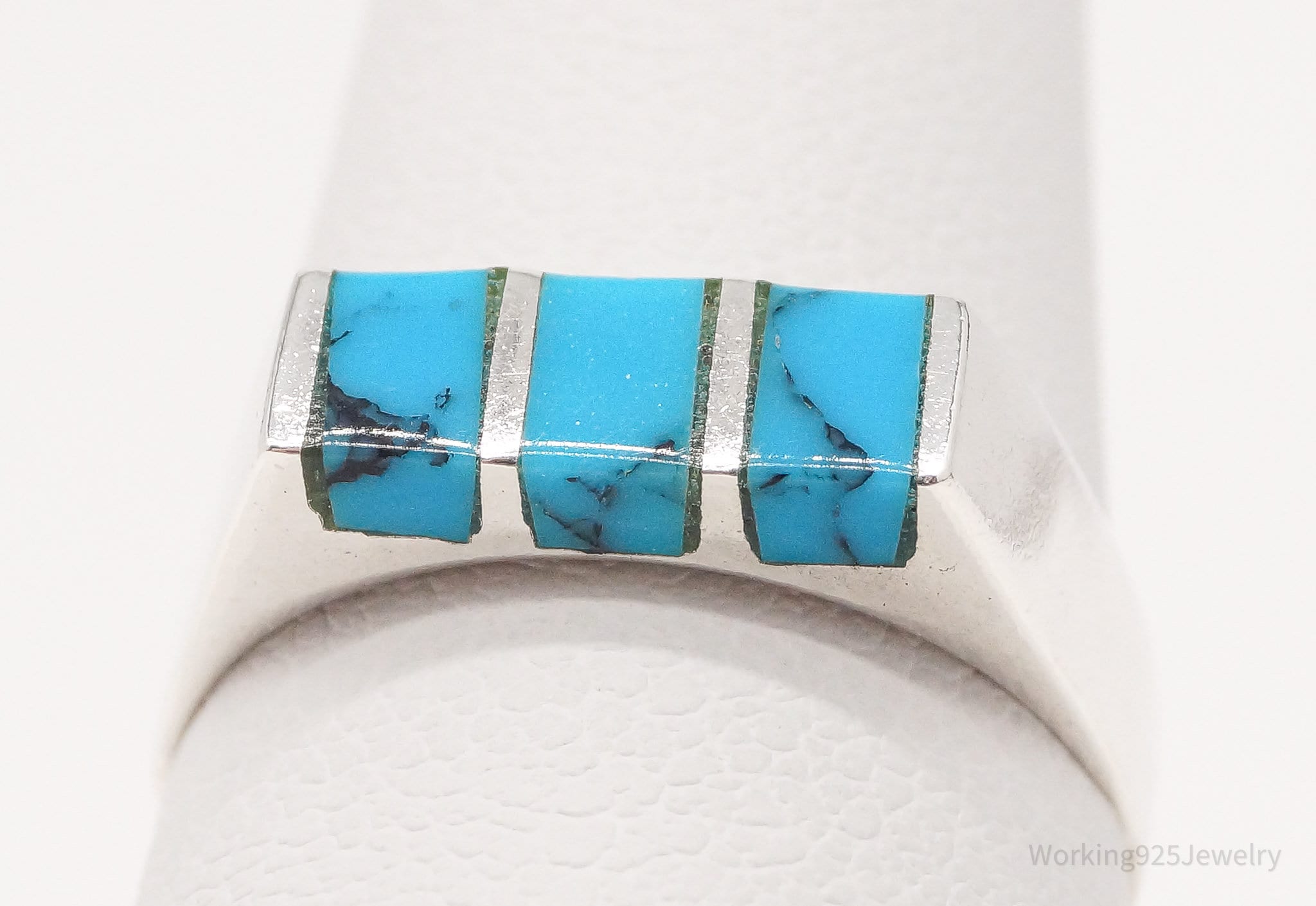 Vintage Mexico Turquoise Sterling Silver Ring - Size 5.75