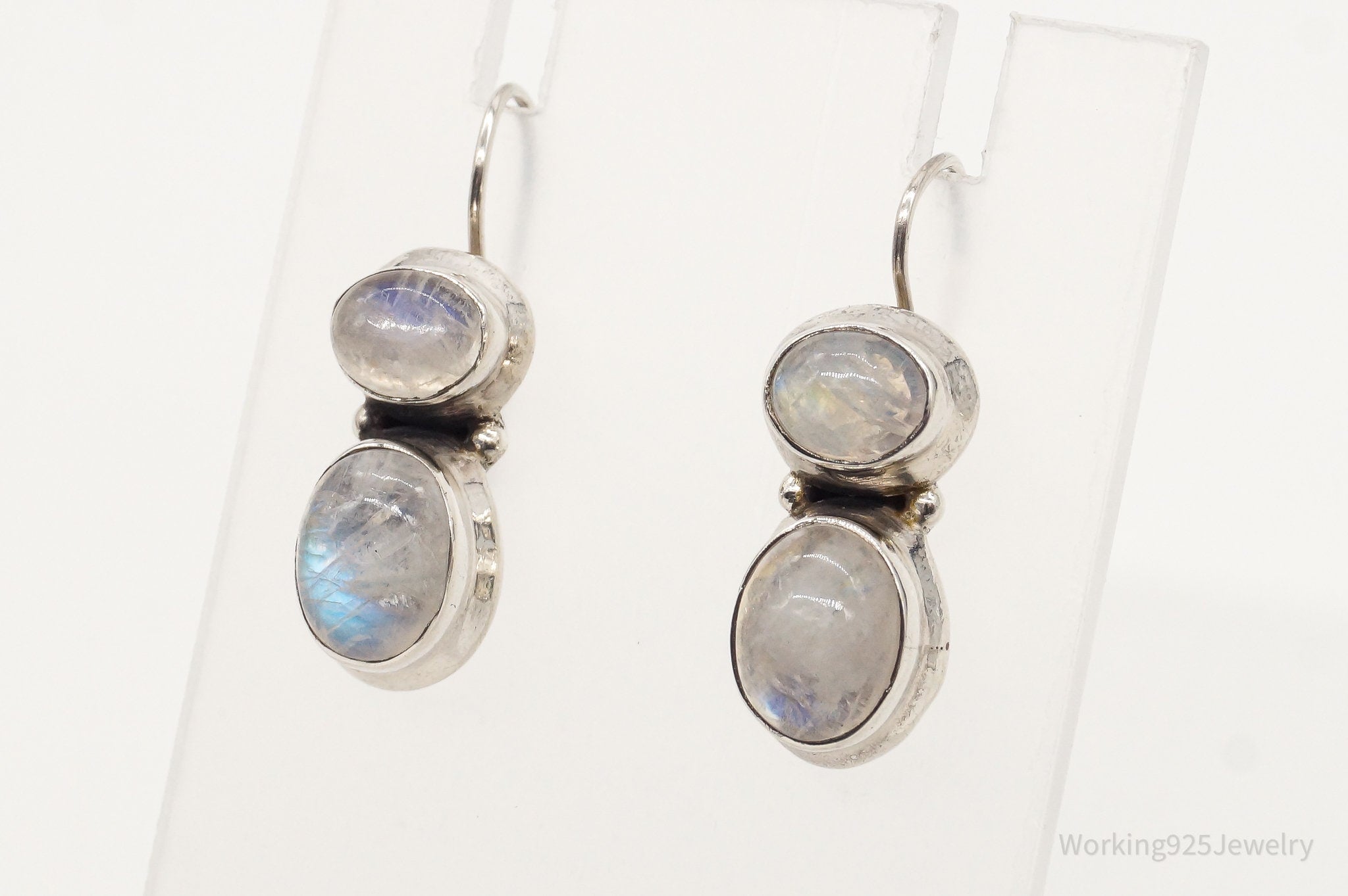 Vintage Moonstone Bali Style Sterling Silver Earrings