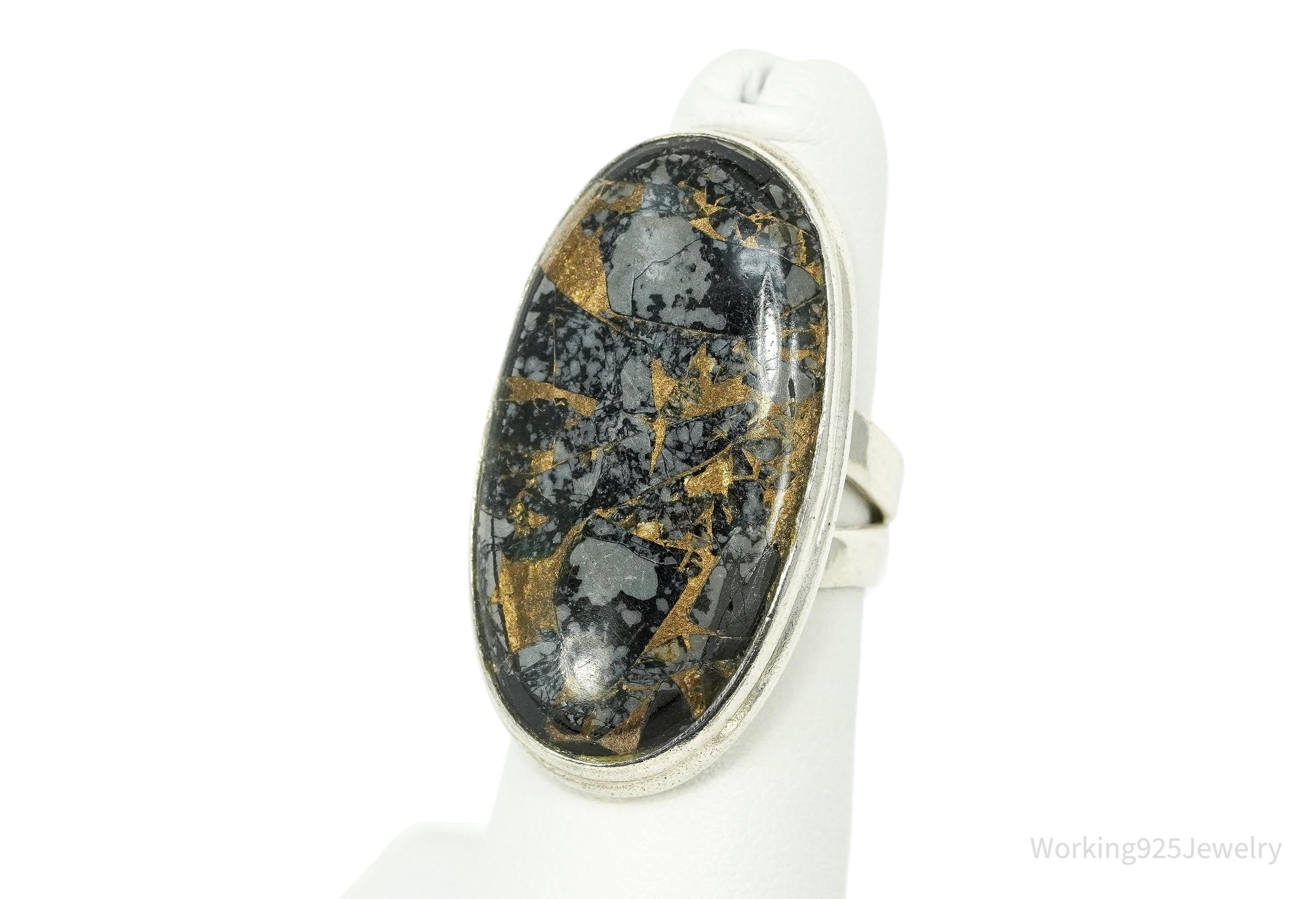 Vintage Black Copper Gemstone Sterling Silver Ring - Size 6