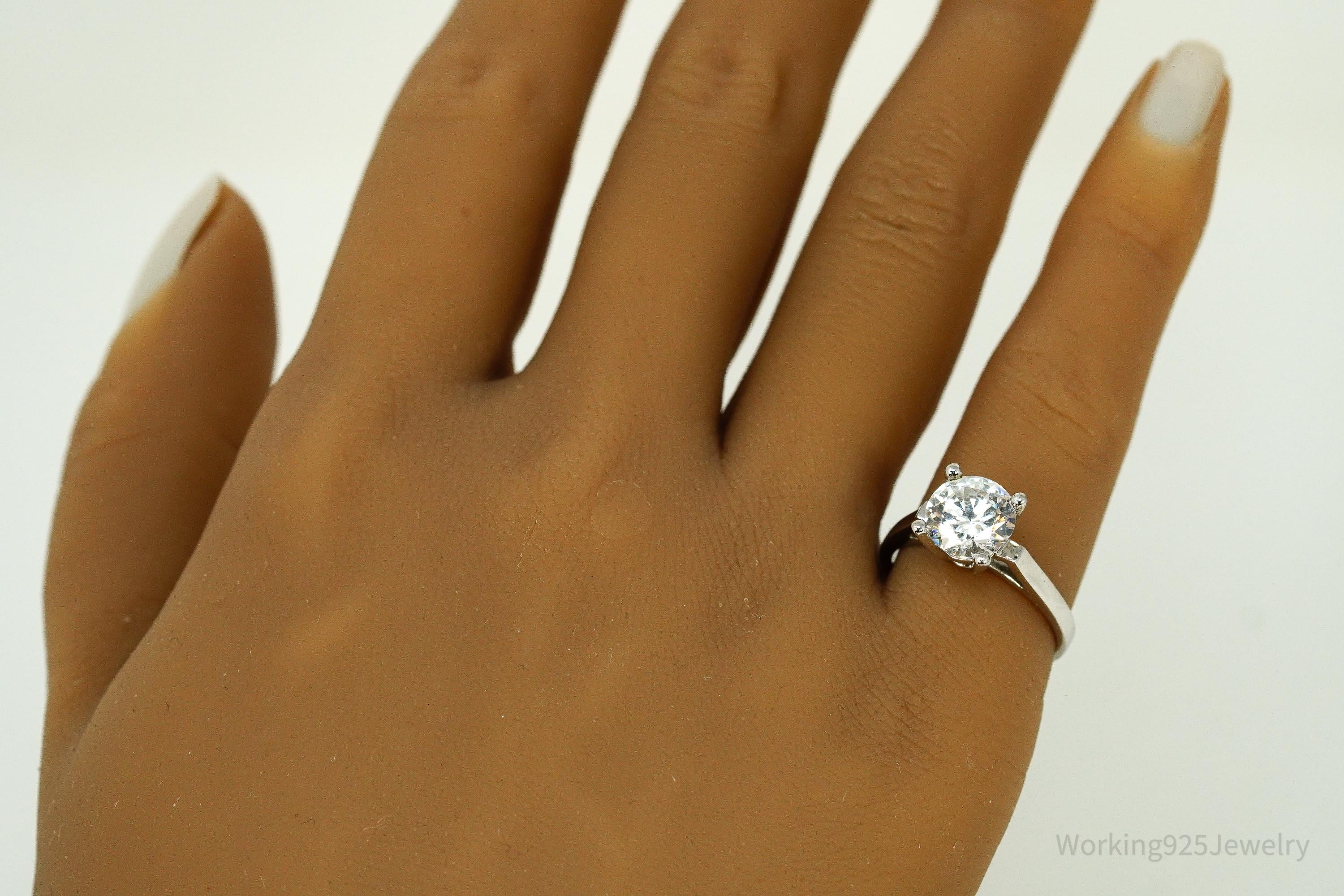 Vintage Cubic Zirconia Sterling Silver Ring - Size 6