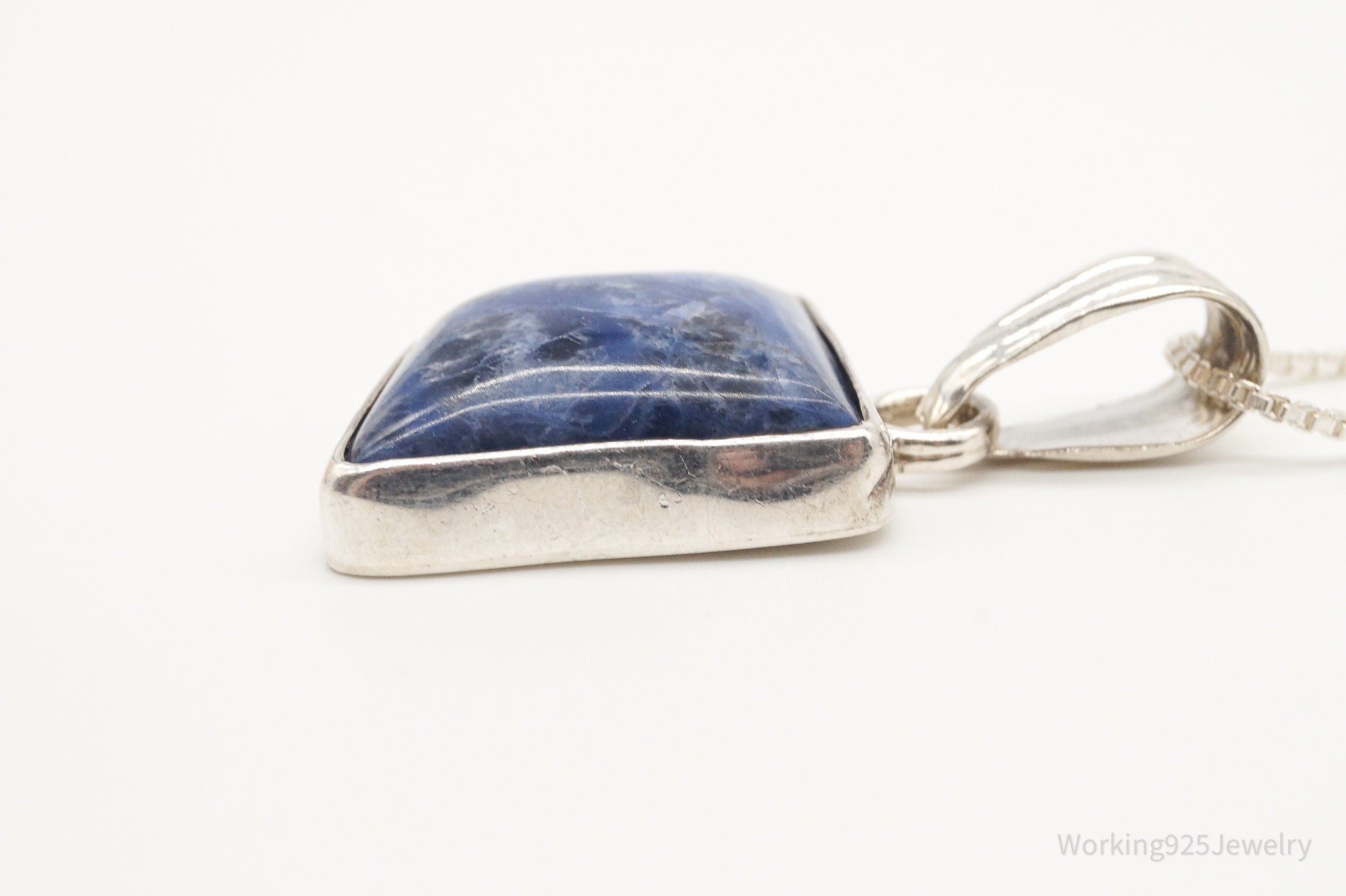 Vintage Large Sodalite Sterling Silver Necklace