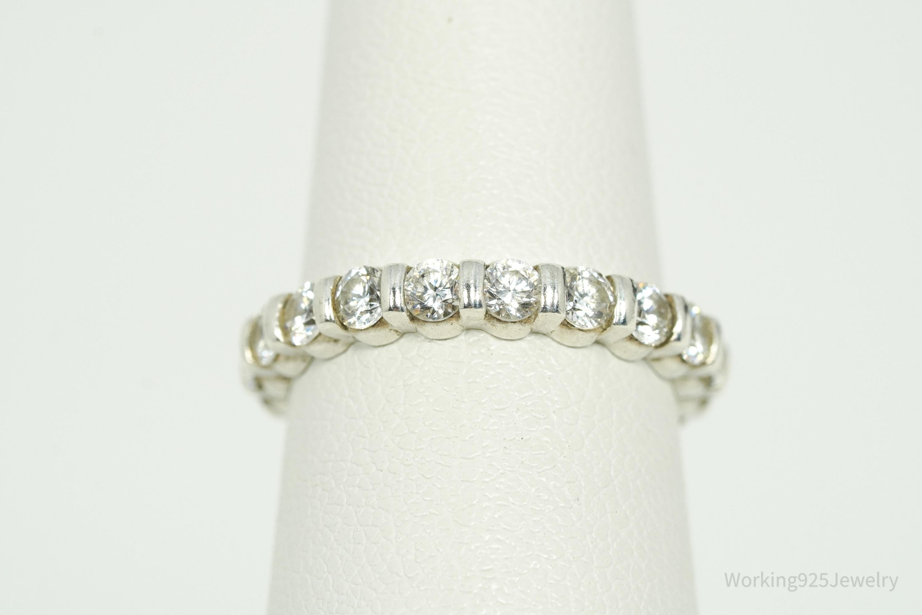 Vintage Diamonique Cubic Zirconia Sterling Silver Ring - Size 6