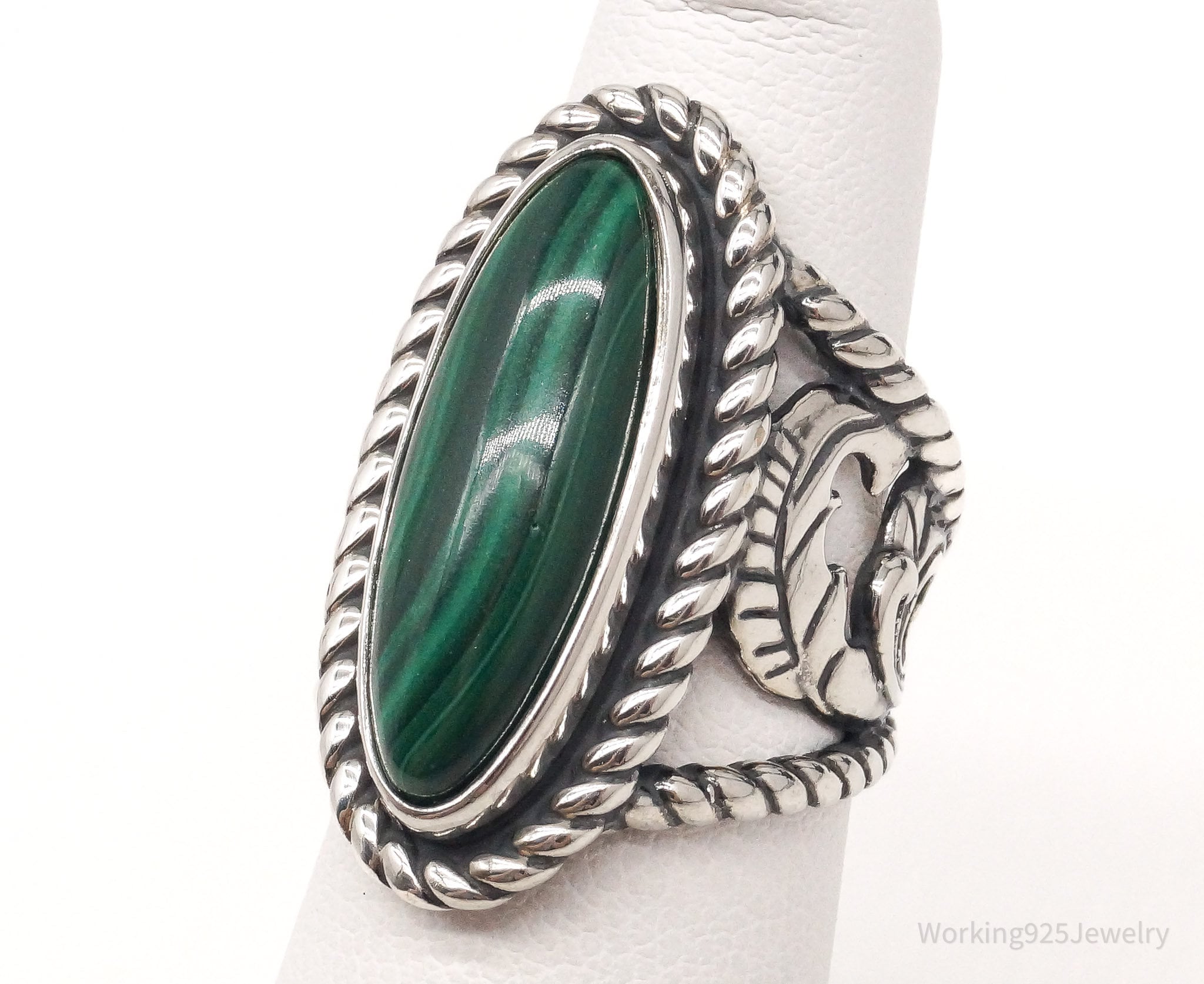 Vintage Carolyn Pollack Relios AW Malachite Sterling Silver Ring - Size 5