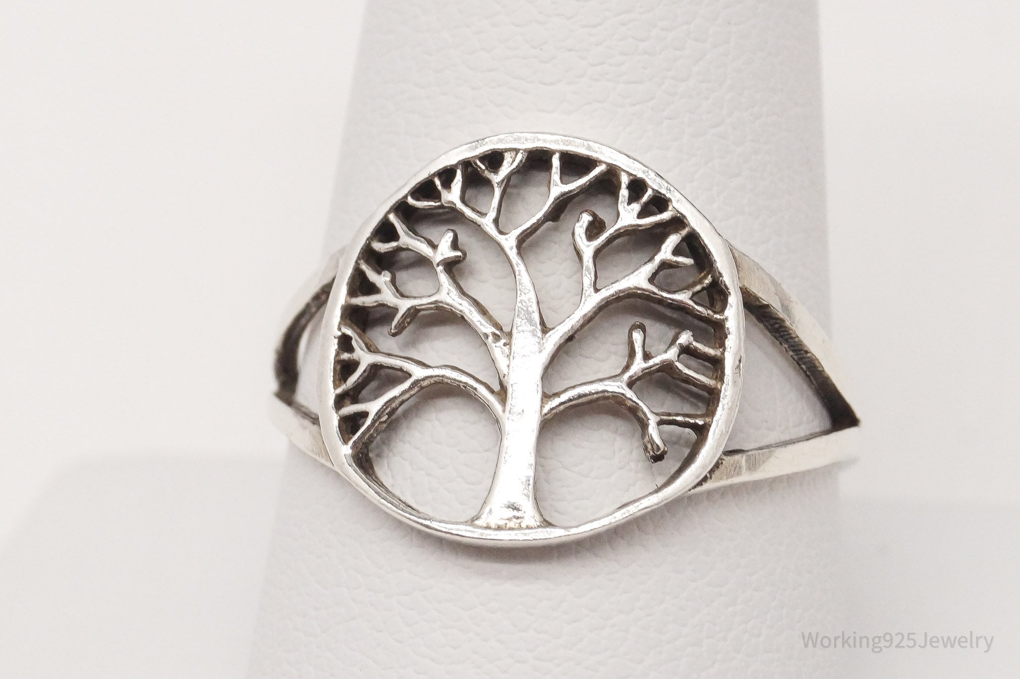 Vintage Tree Of Life Sterling Silver Ring - Size 10