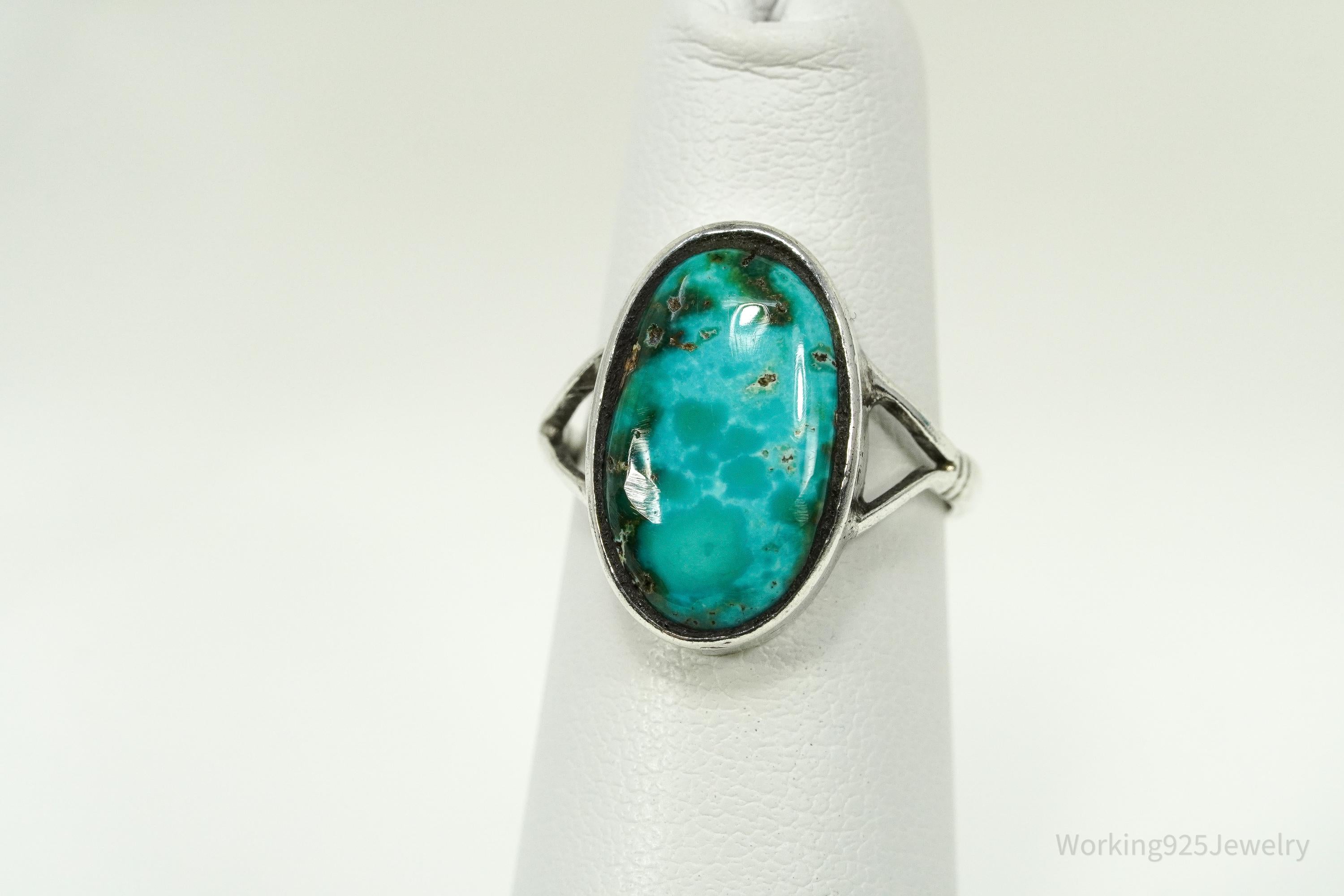Vintage Native American Turquoise Sterling Silver Ring - Size 5.25