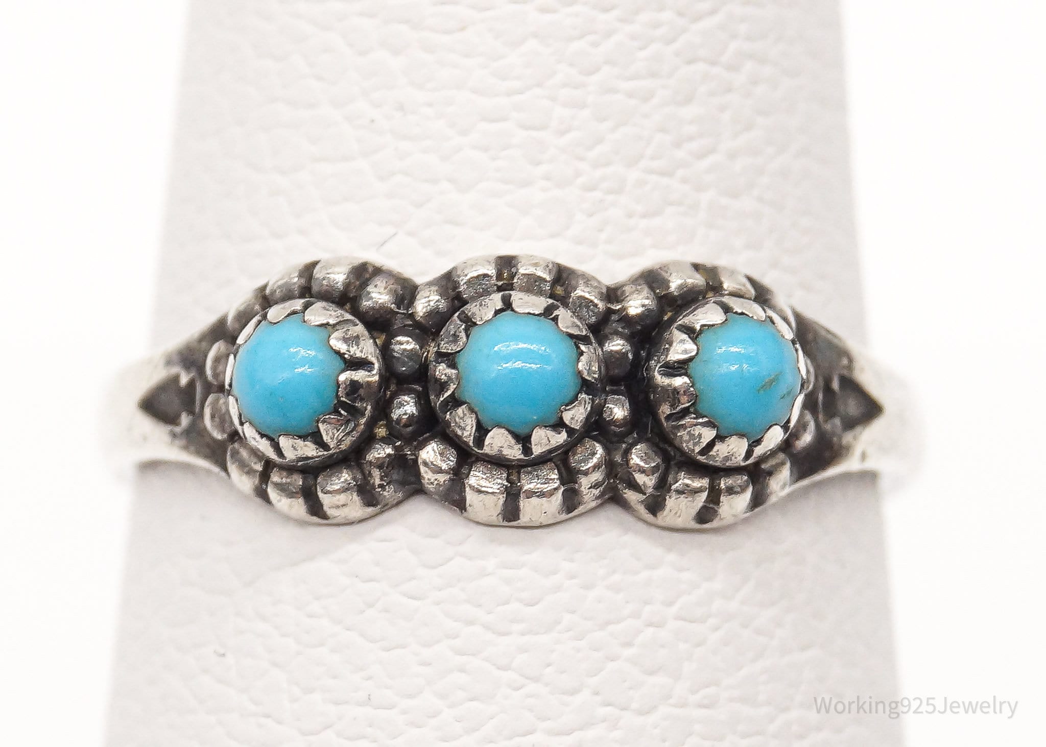 VTG Native American Bell Trading Post Turquoise Sterling Silver Ring SZ 3.25