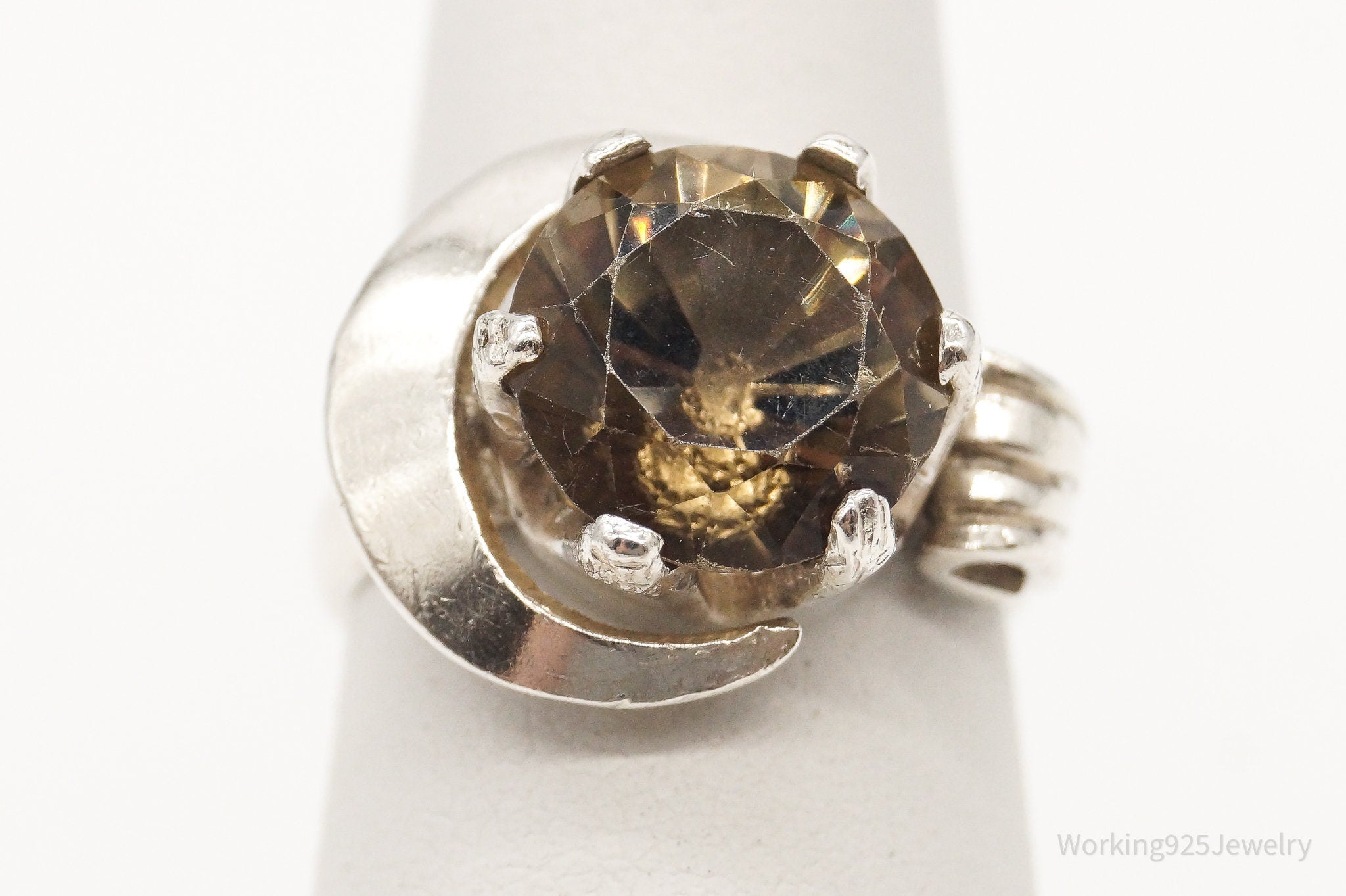 Vintage Mexico Smoky Topaz Sterling Silver Ring - Size 5.5