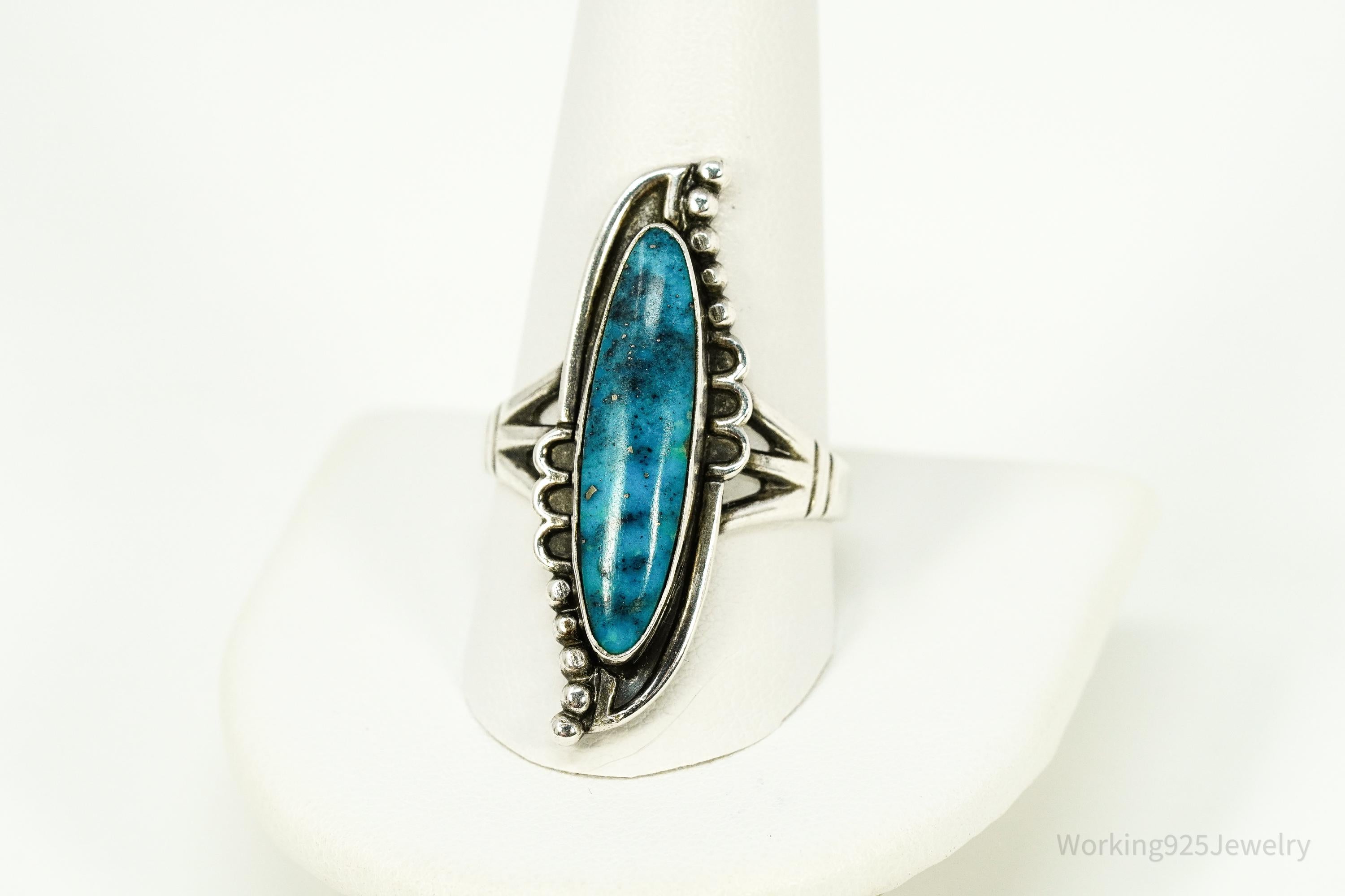 Vintage Native American Turquoise Sterling Silver Ring - Size 11.25