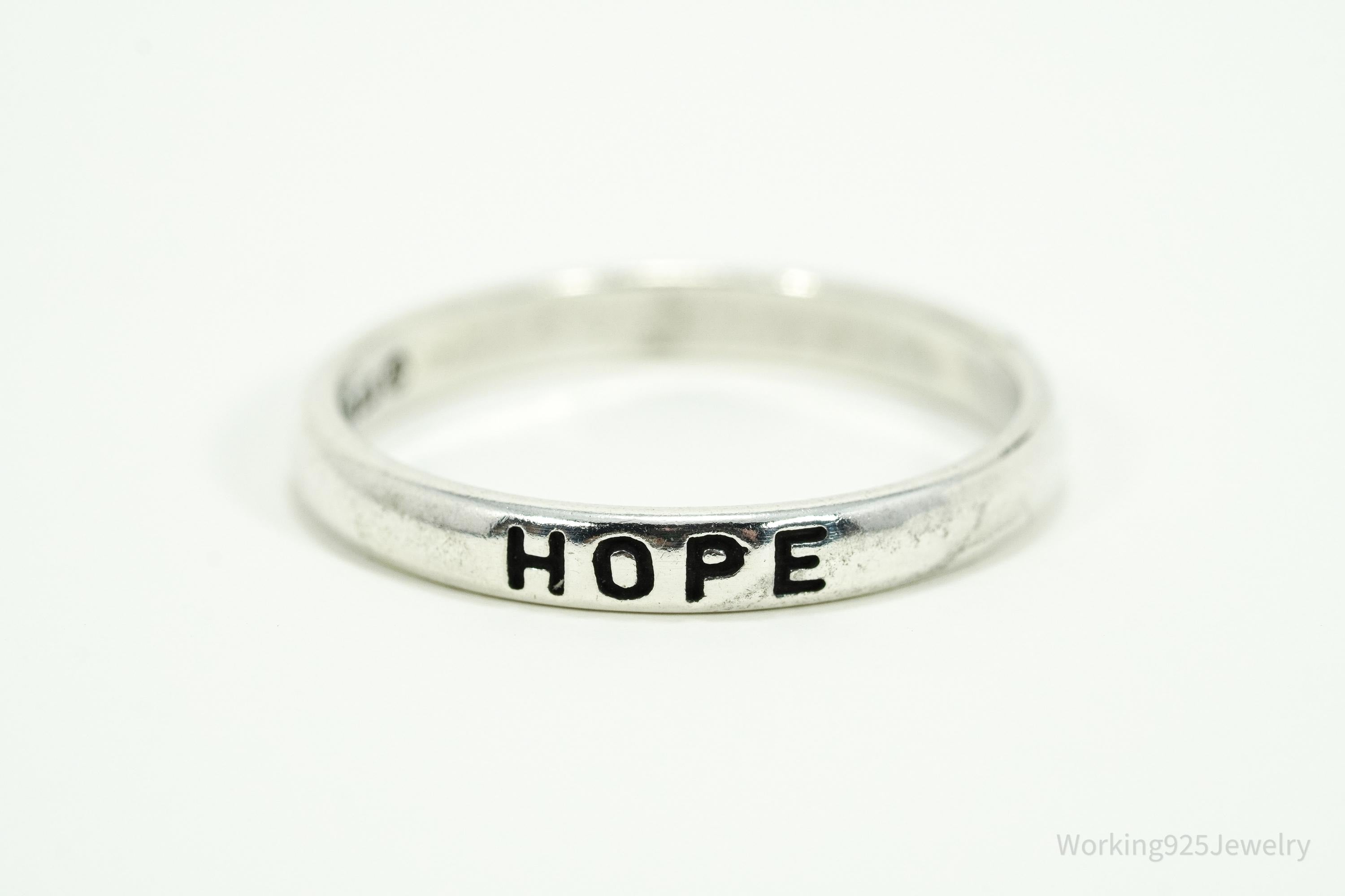 Vintage "Hope" Sterling Silver Band Ring - Size 9