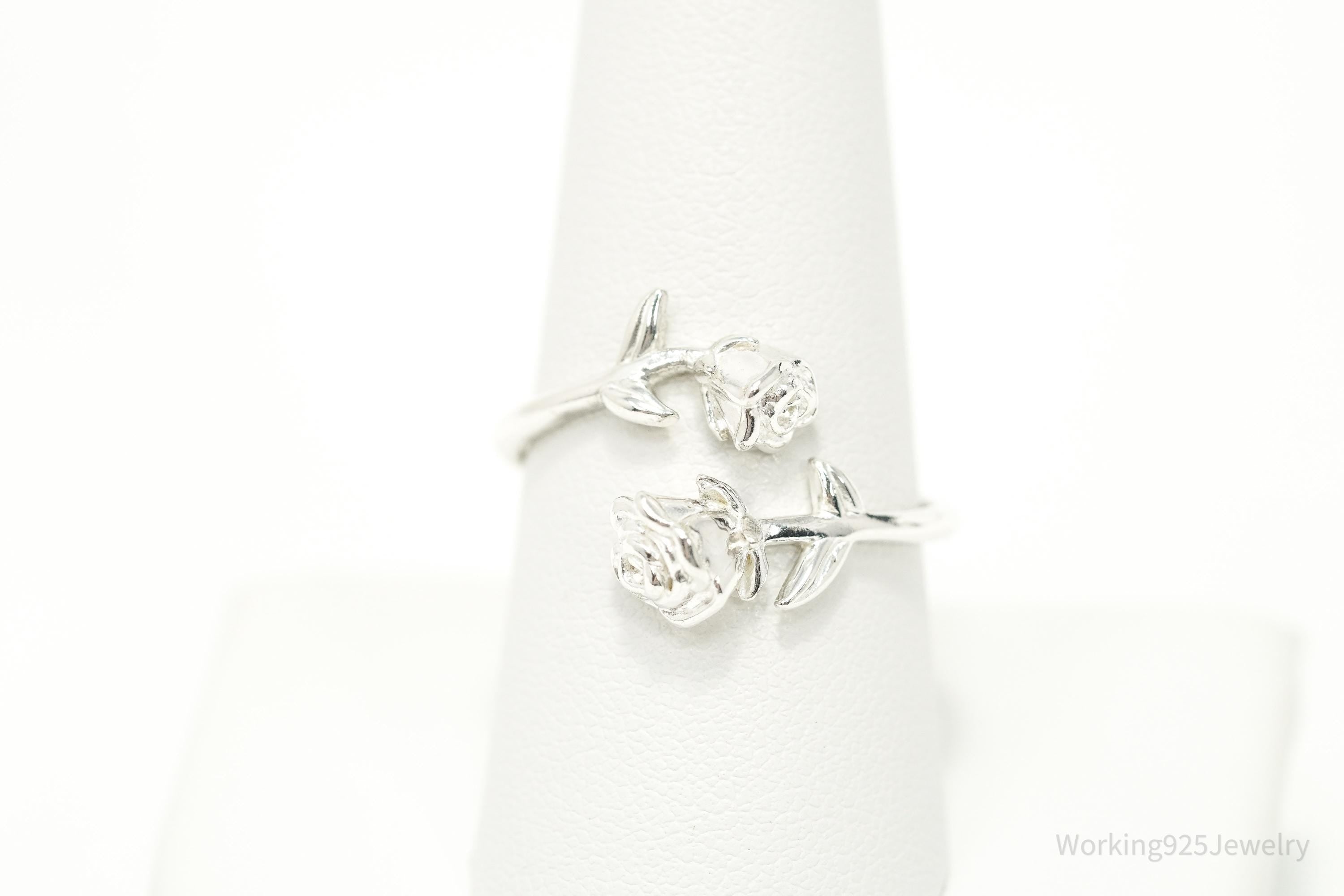 Vintage NVC Wrapping Roses Sterling Silver Ring - Size 10