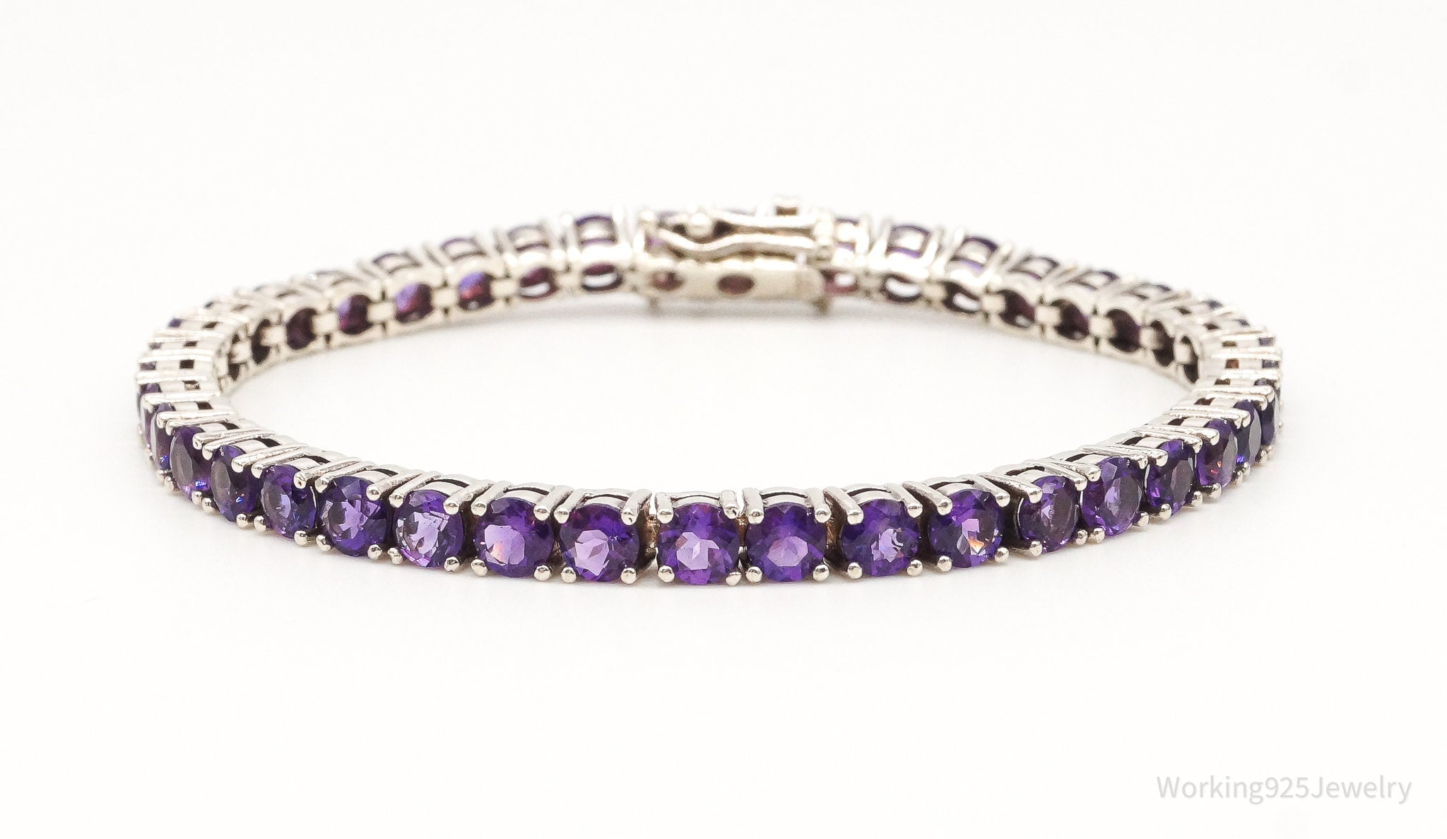 Vintage Purple Cubic Zirconia Sterling Silver Bracelet