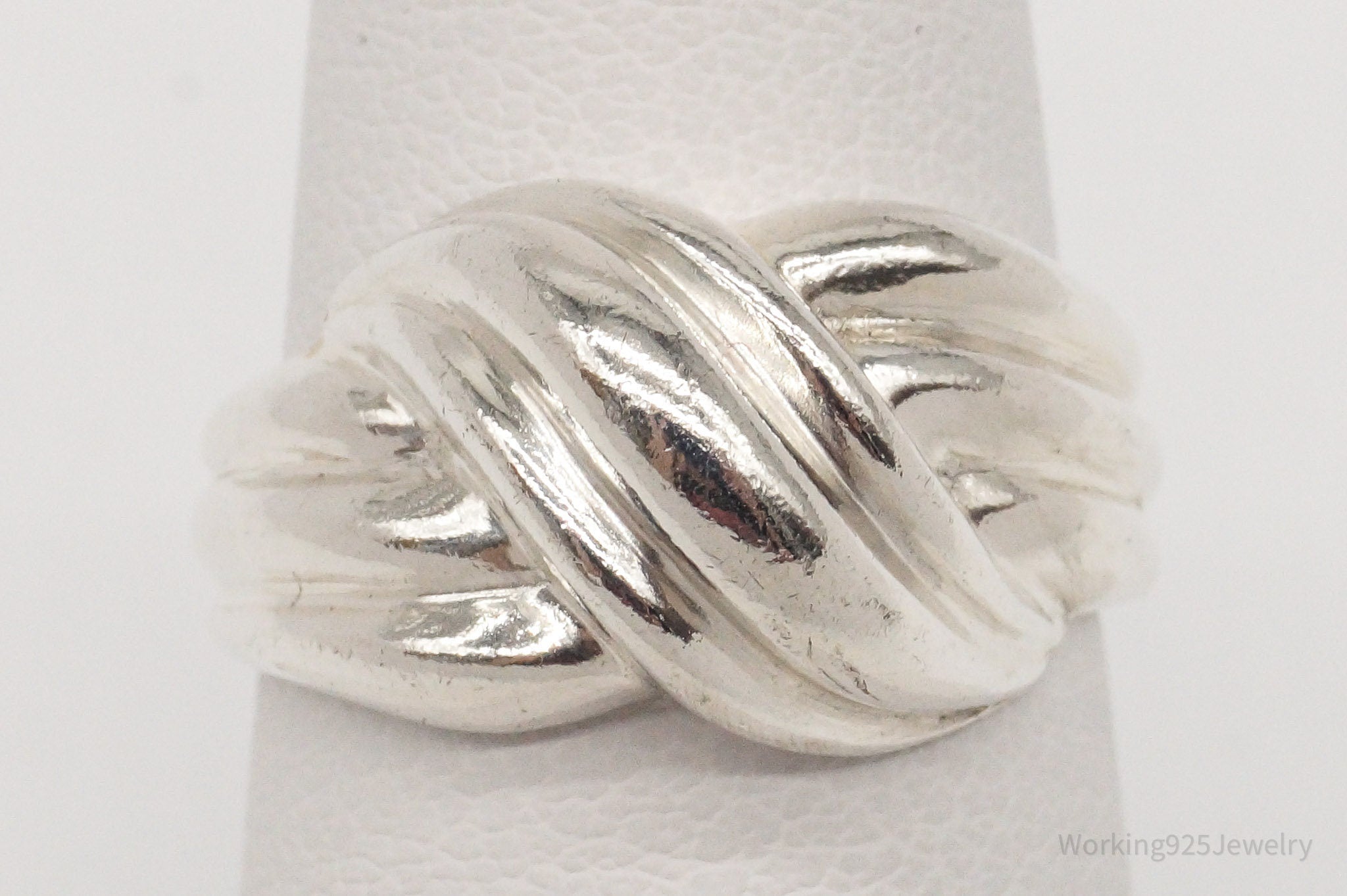 Vintage Modernist Puffy Style Sterling Silver Ring - Size 6