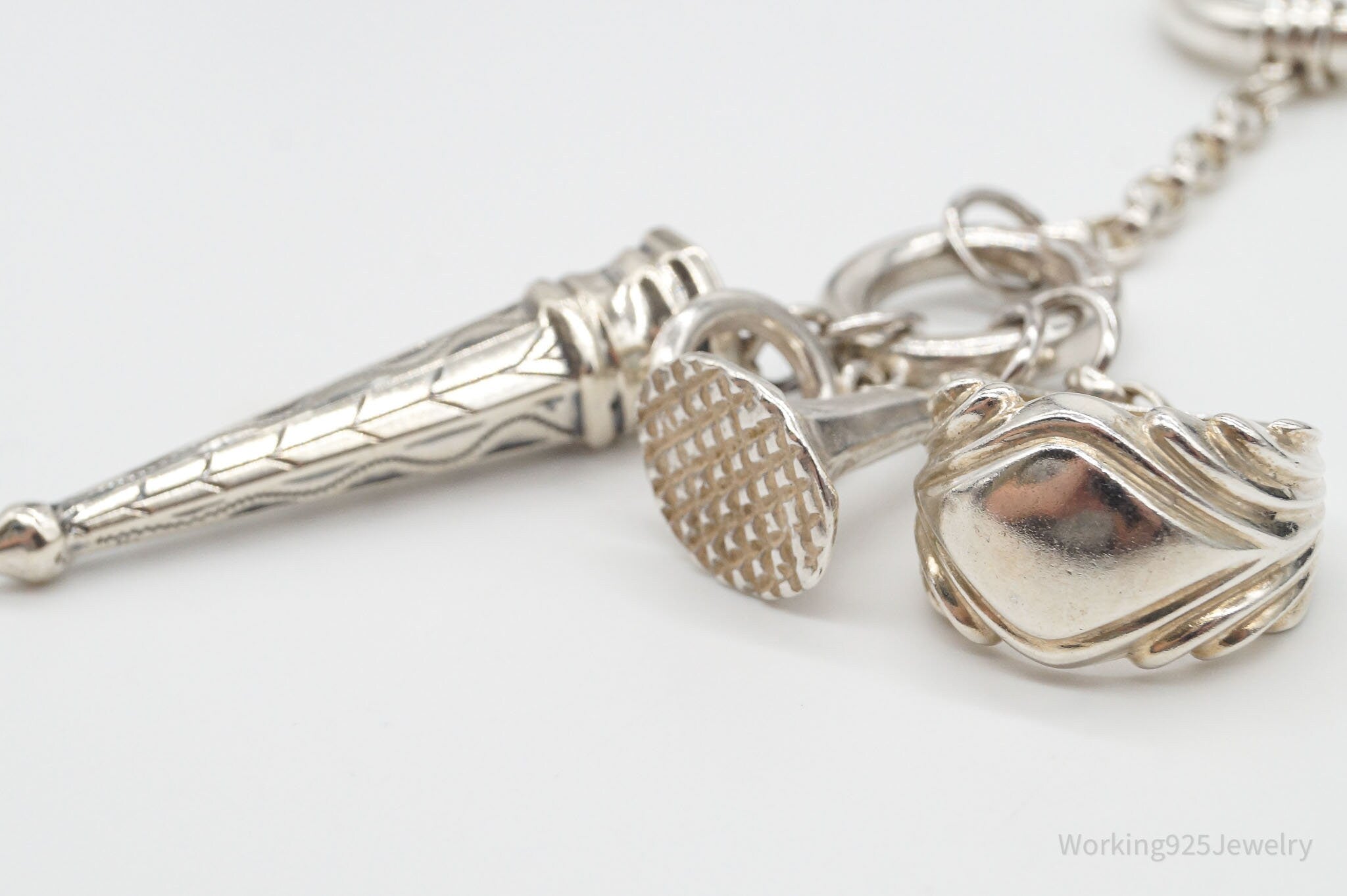 Vintage David Navarro Antique Sterling Silver Charm Chatelaine Keychain Pendant