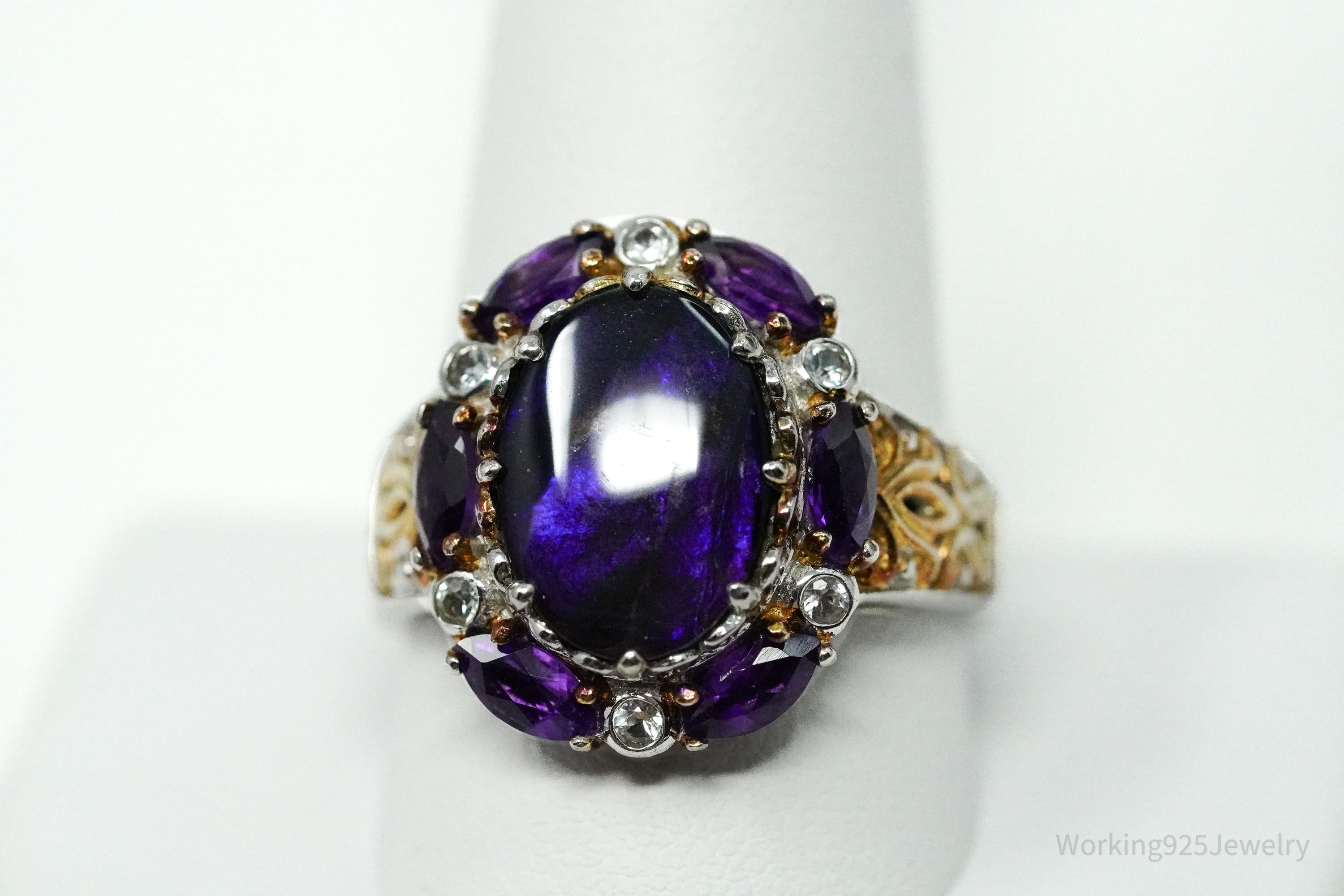 Designer Michael Valitutti "Gems En Vogue" Palladium Sterling Silver Ring Size 11