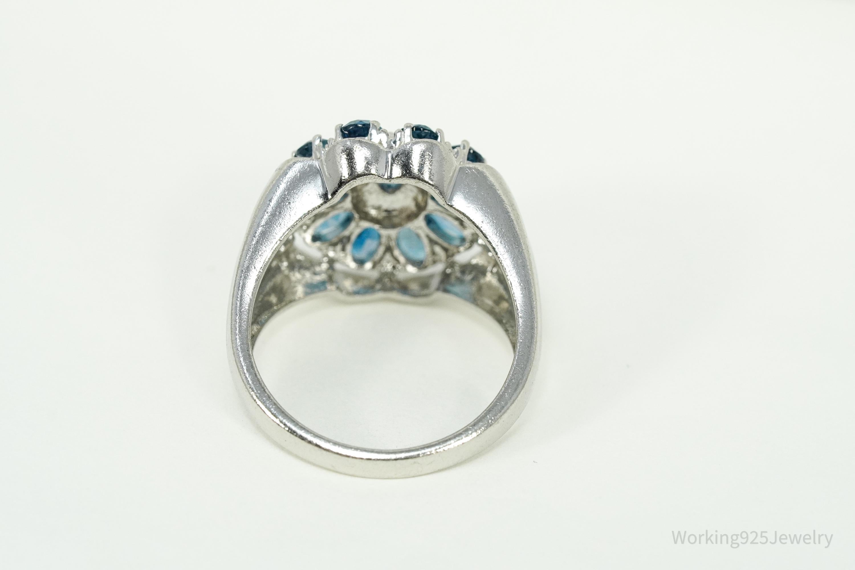 Vintage Heng Ngai London Blue Topaz Sterling Silver Ring - Size 8