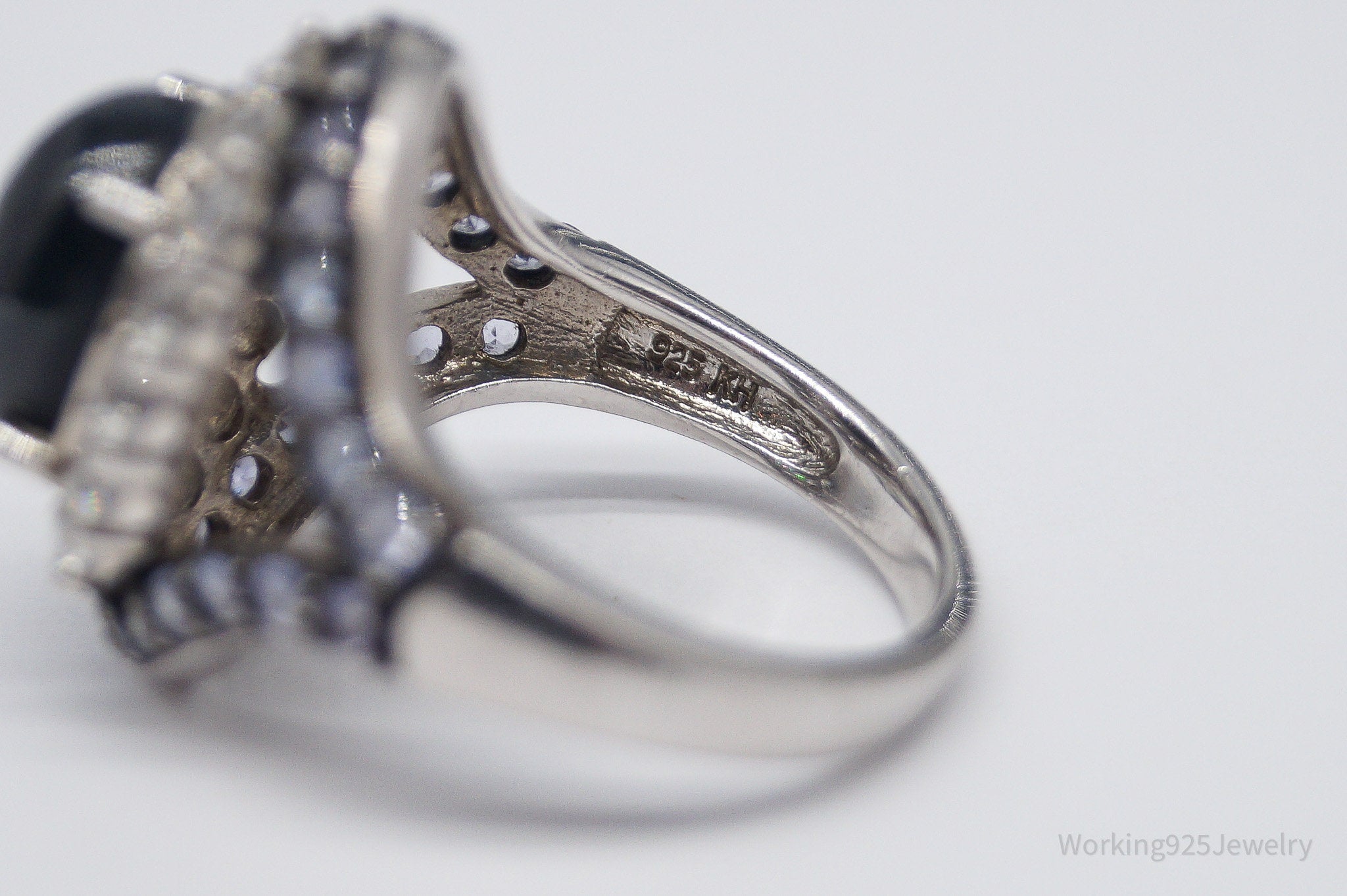 Blue Star Sapphire Iolite White Topaz Sterling Silver Ring - Size 7