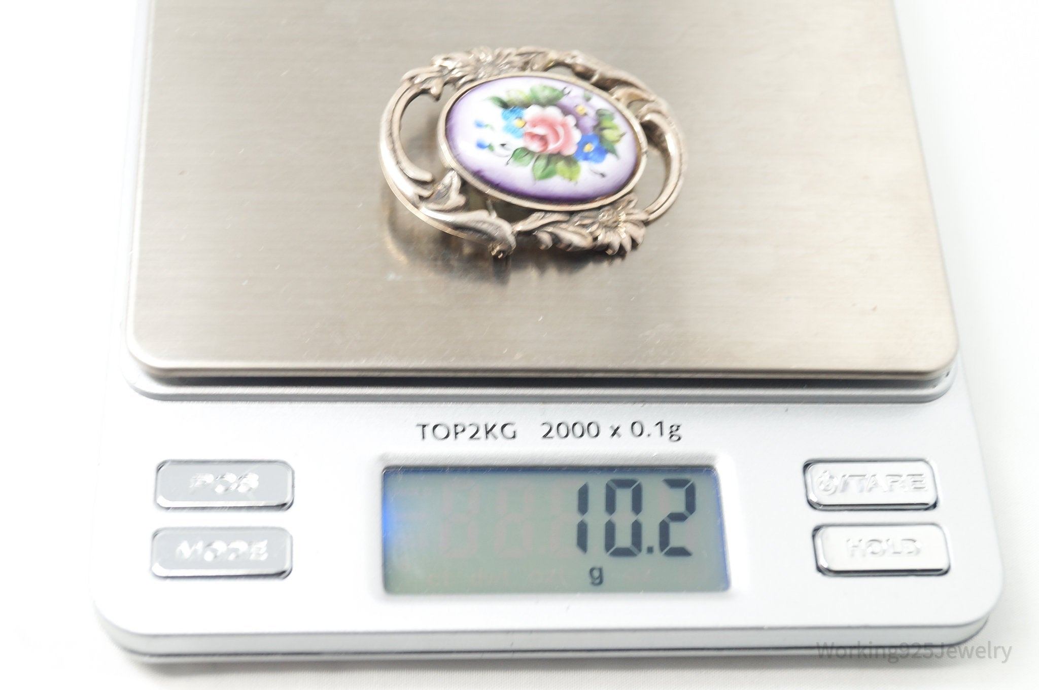 Vintage Designer Jerlaine Art Nouveau Floral Sterling Silver Brooch Pin