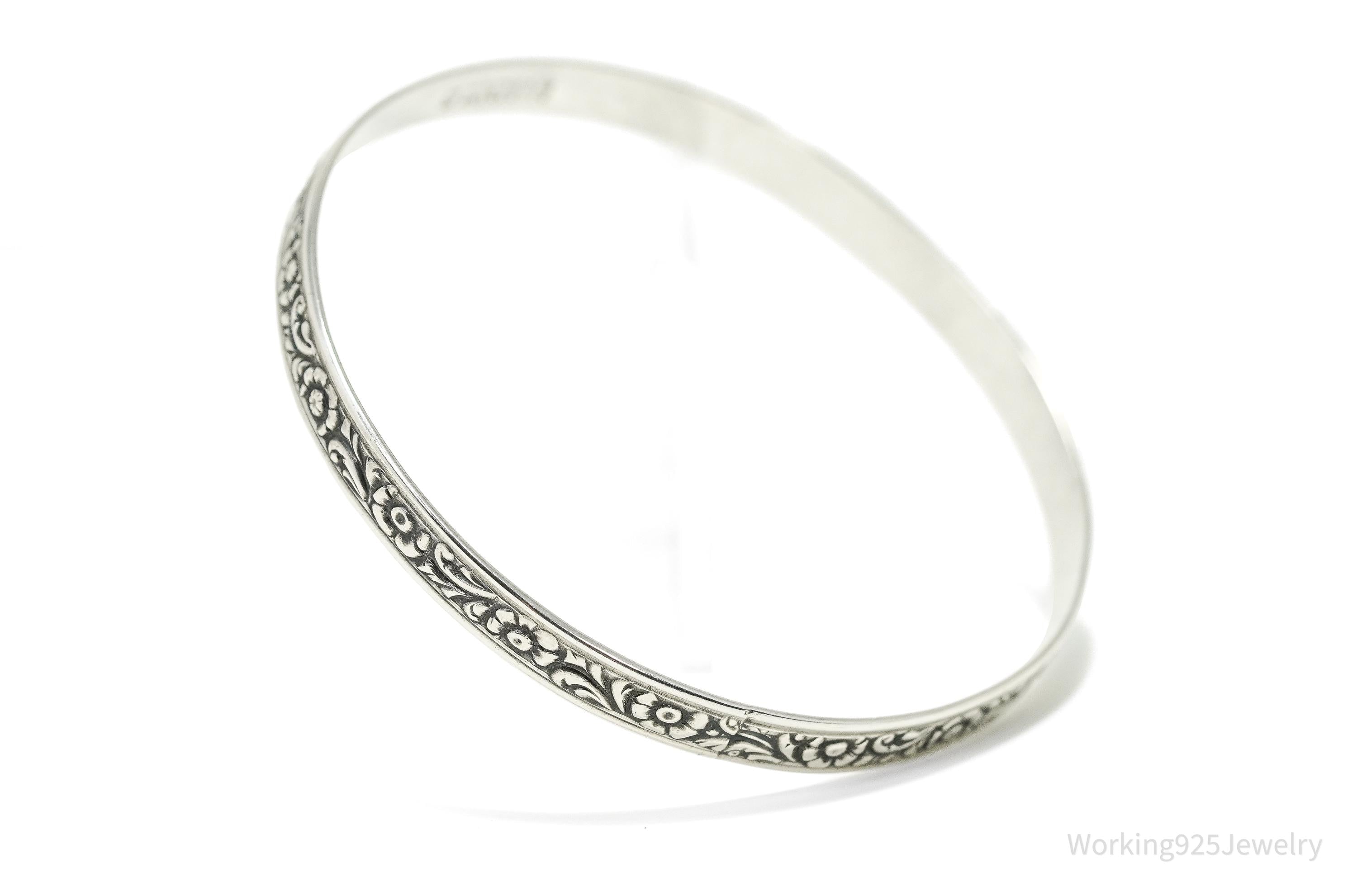 Antique Designer Danecraft Floral Pattern Sterling Silver Bracelet 7.75"