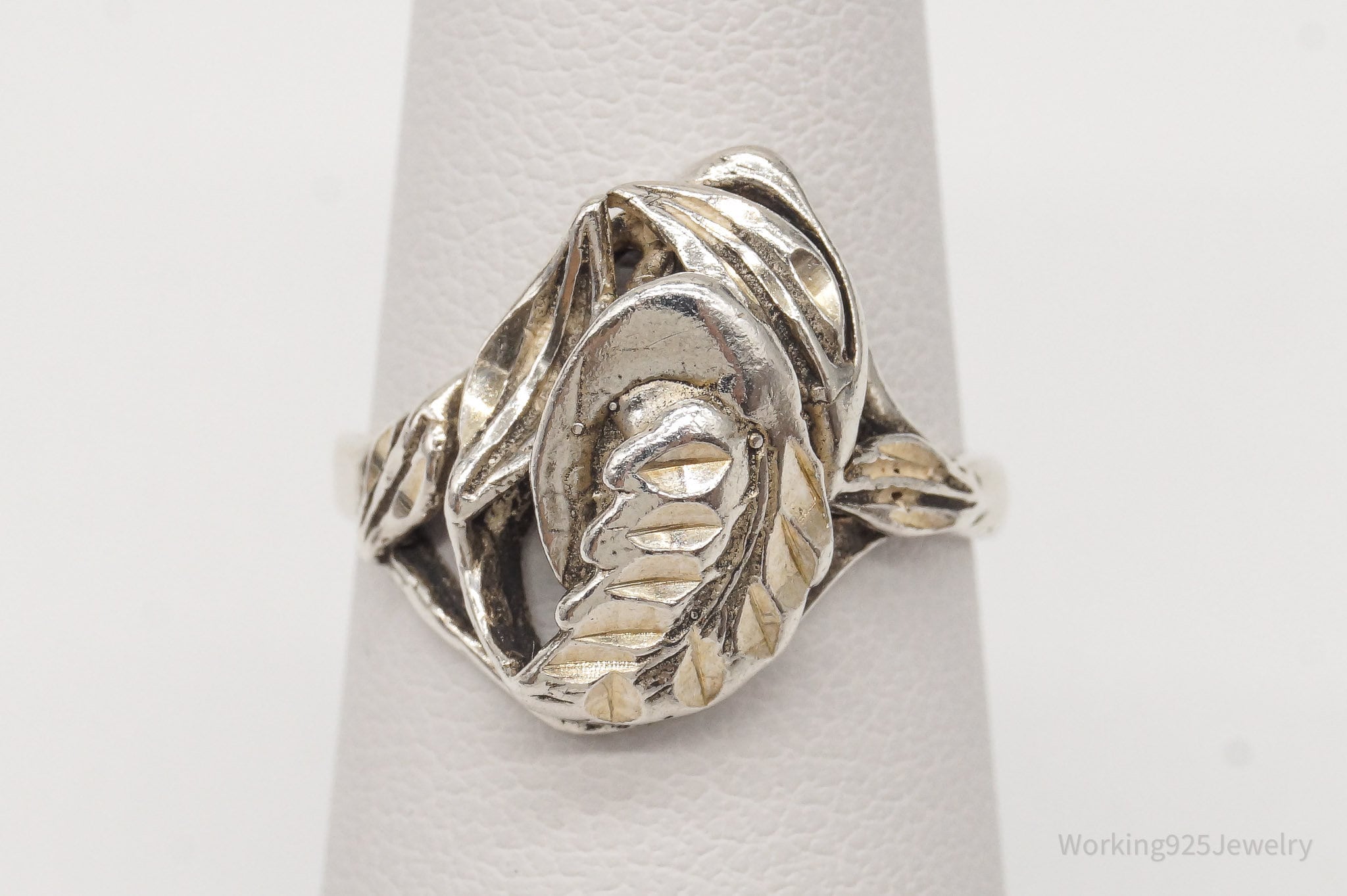 Vintage Leaf Sterling Silver Ring Size 5.75