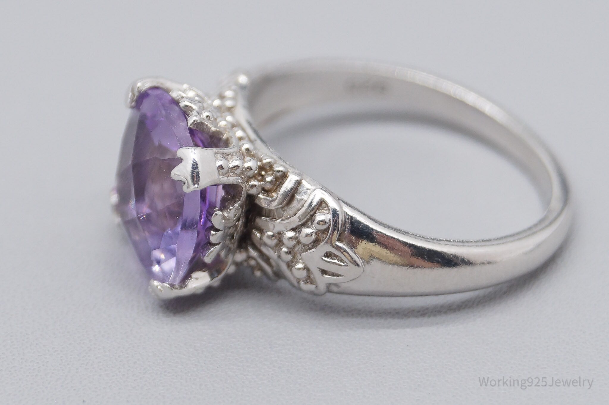 JTV OJC Amethyst Sterling Silver Ring - Size 8.5