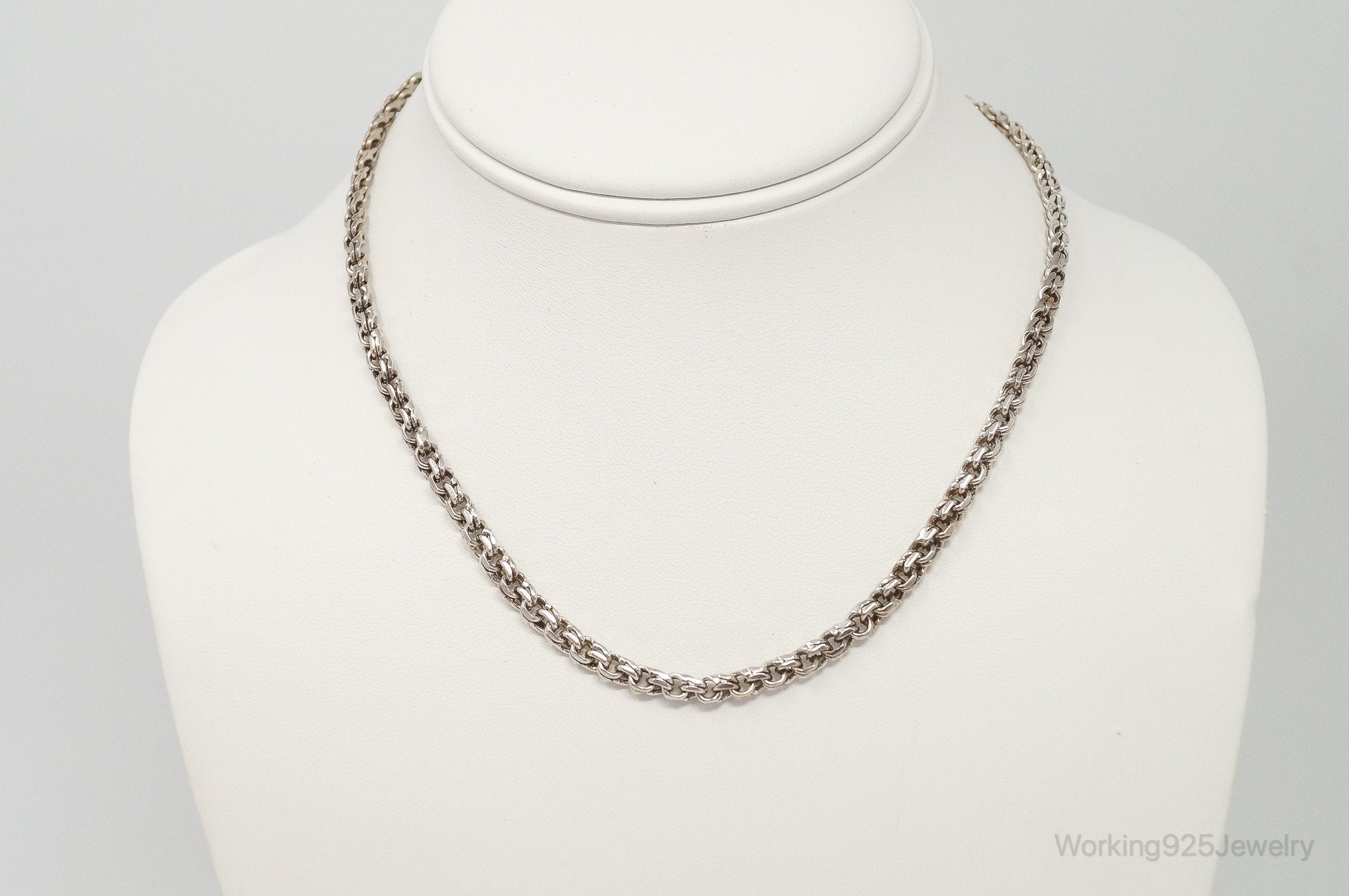 Vintage Mexico Modernist Designer SAUL Sterling Silver Chain Necklace