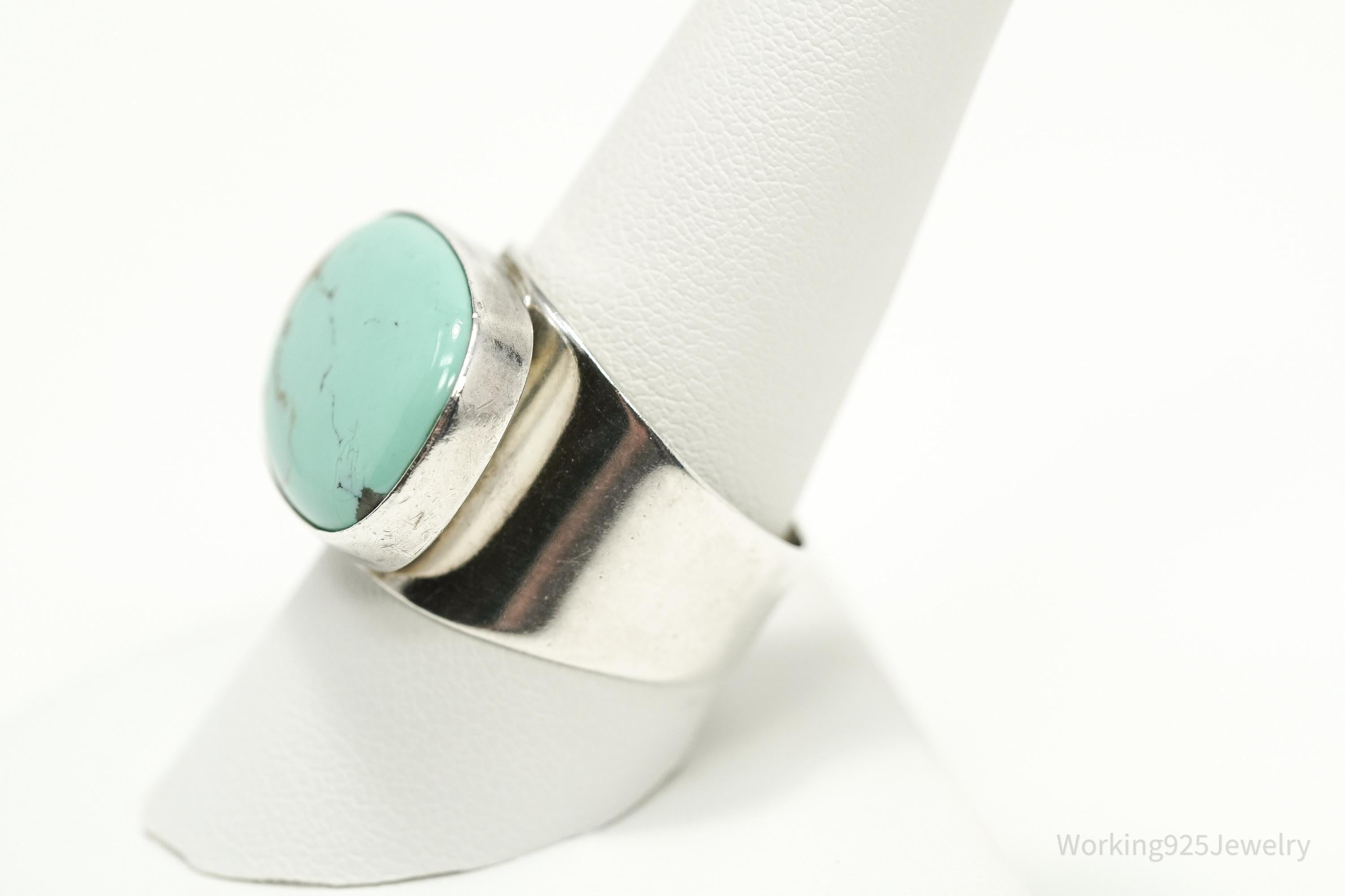 Vintage Designer Desert Rose Trading DTR Turquoise Sterling Silver Ring - 9.75