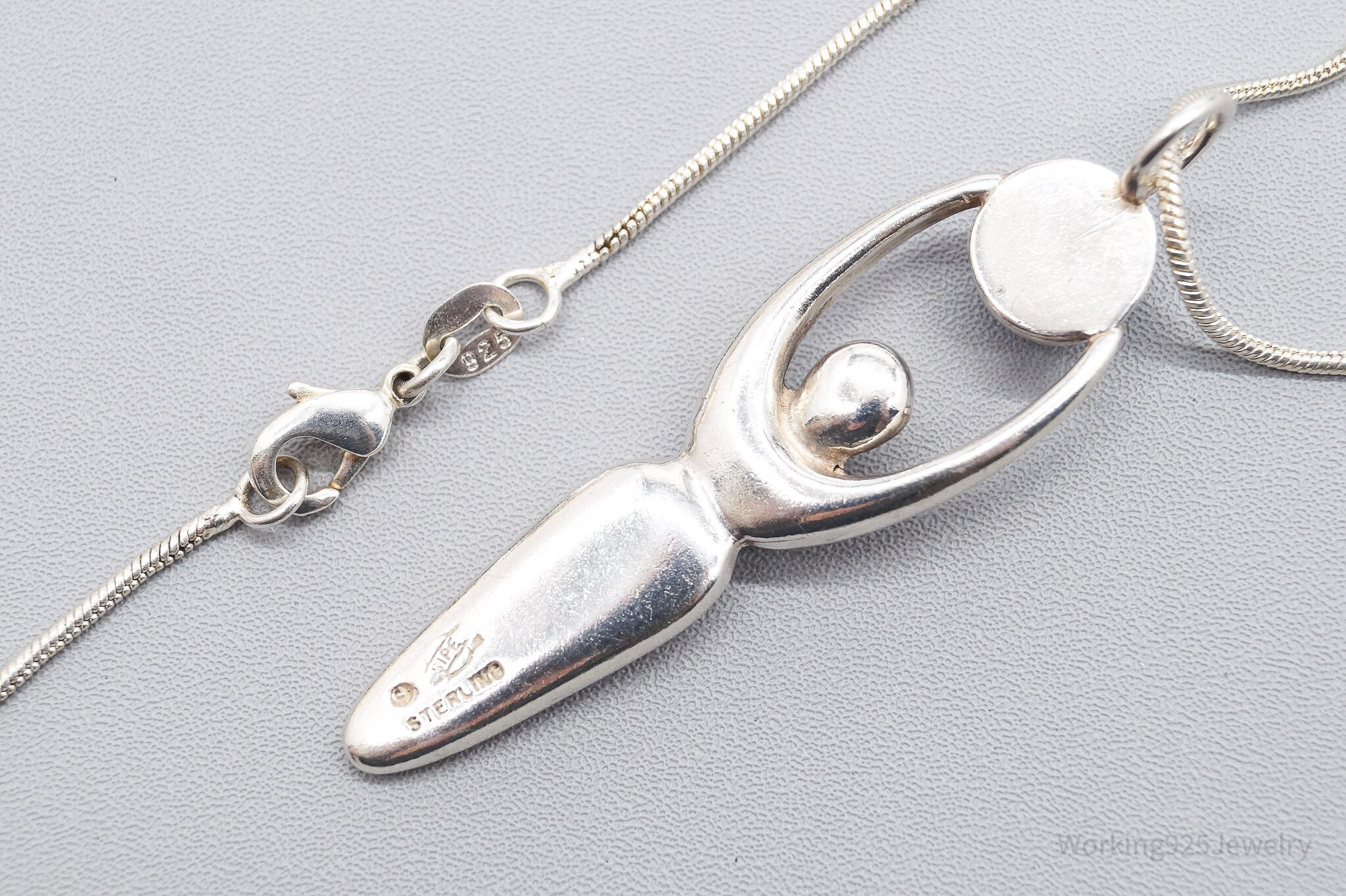 Vintage Goddess Sterling Silver Necklace 30"