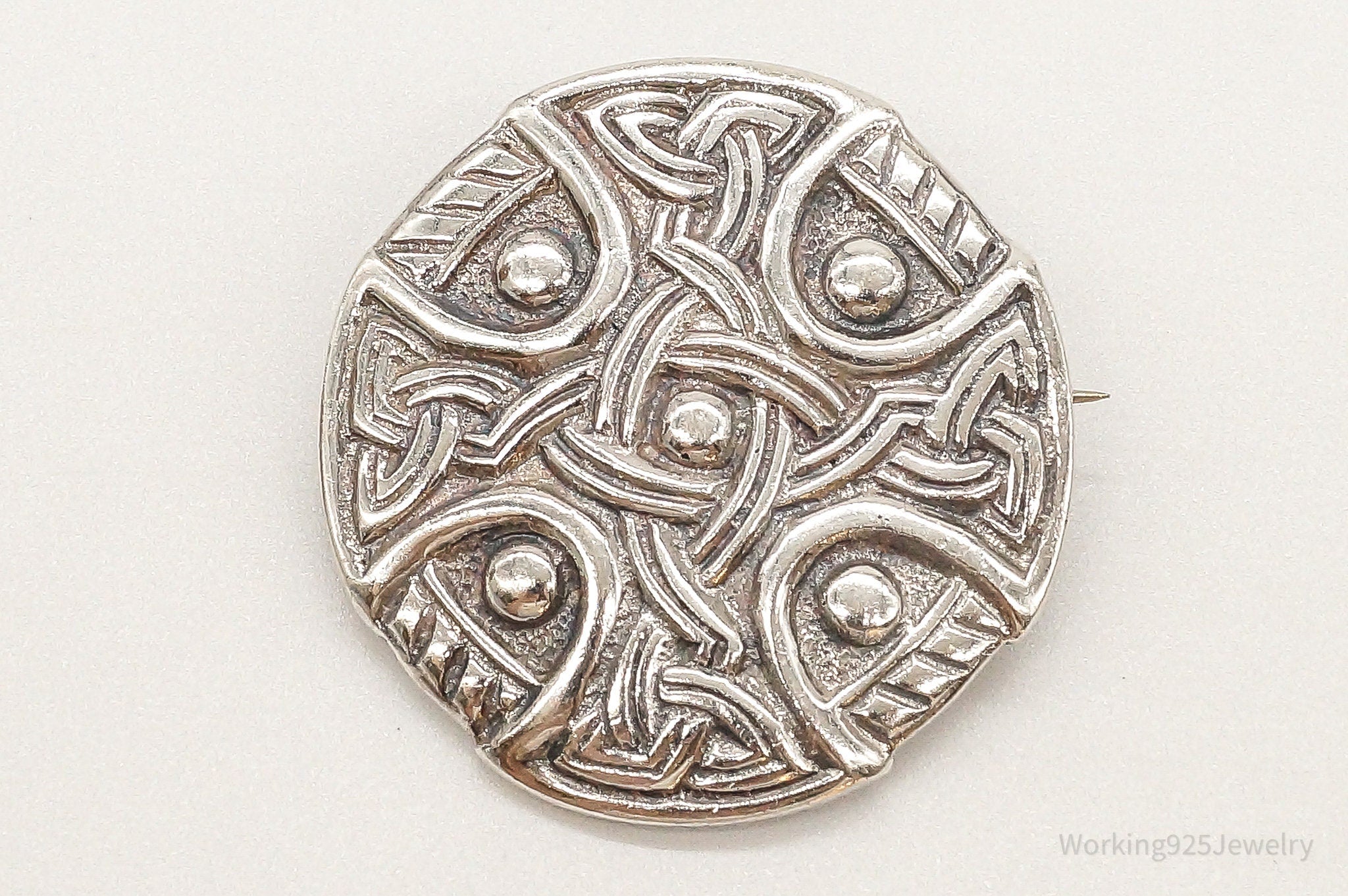 Vintage Robert Allison Scottish Knot Sterling Silver Brooch Pin