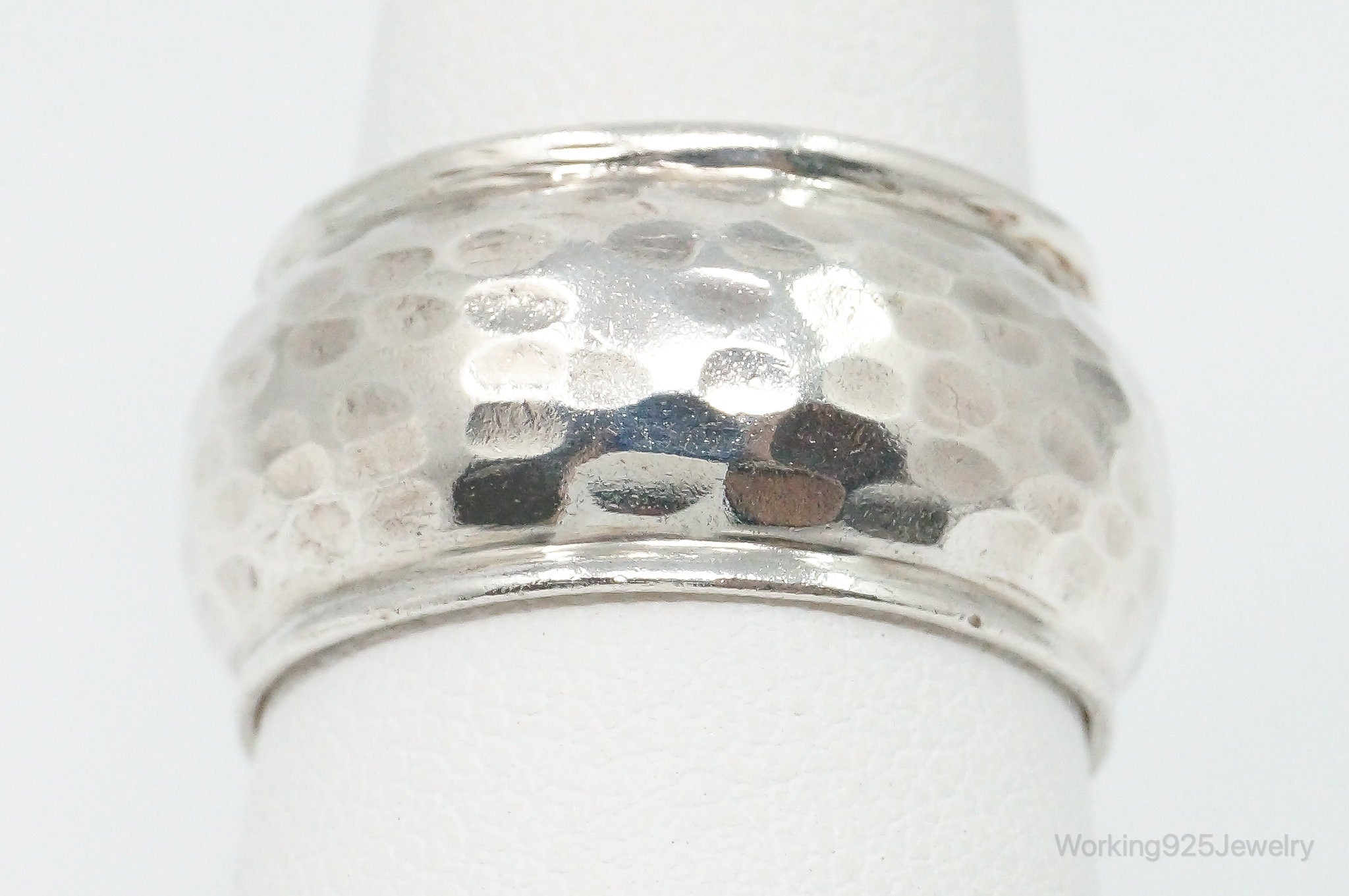 Vintage Modern Hammered Style Sterling Silver Band Ring - Size 8.25