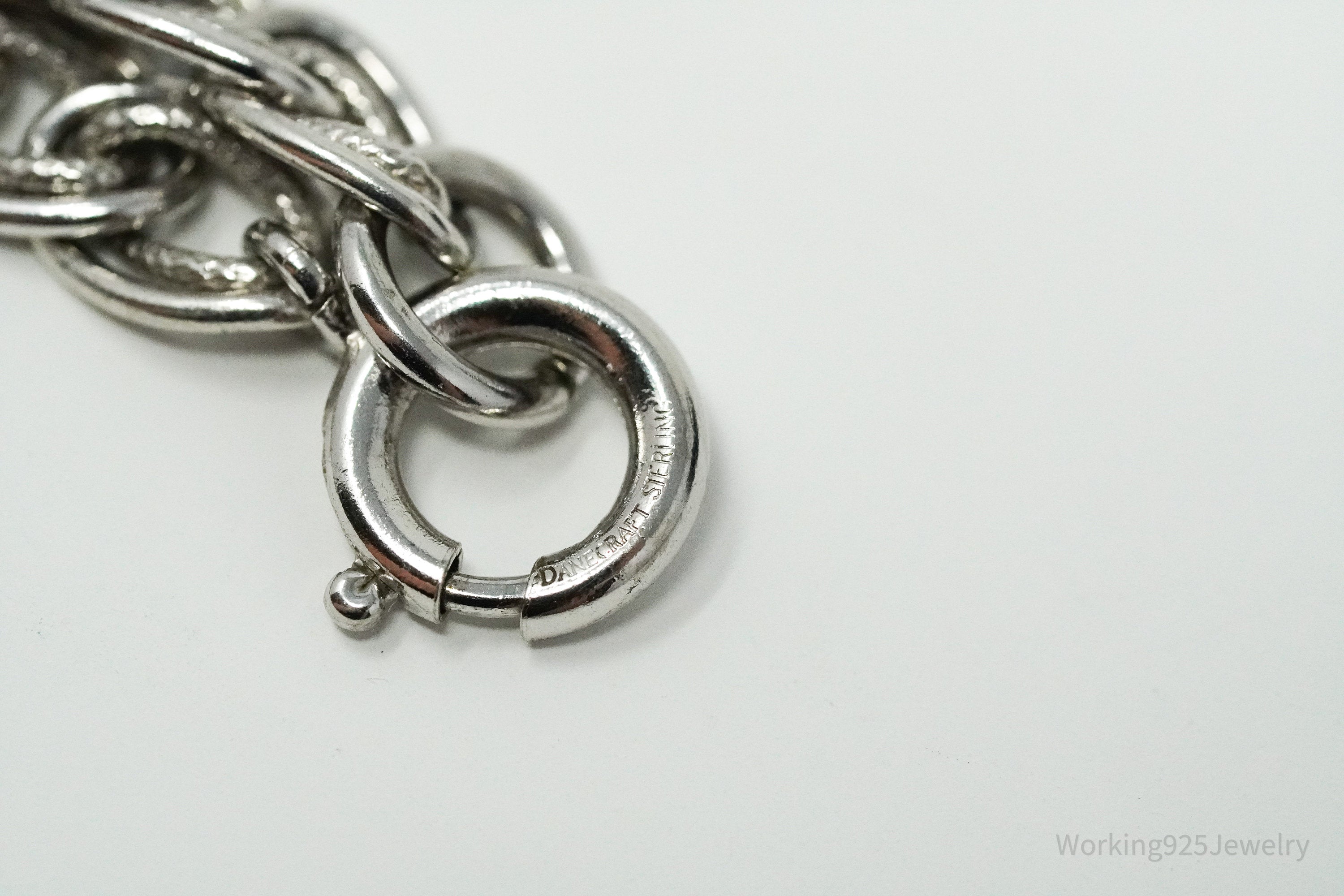 Vintage Danecraft Mid Century Sterling Silver Chain Bracelet 7.5"