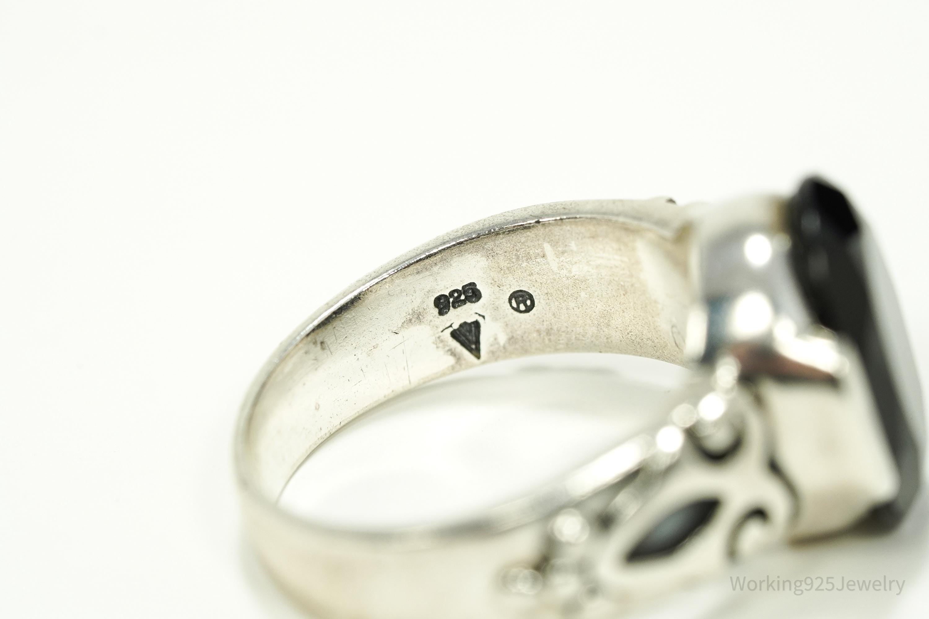 Vintage Designer Silpada Black Onyx Sterling Silver Ring - Size 11