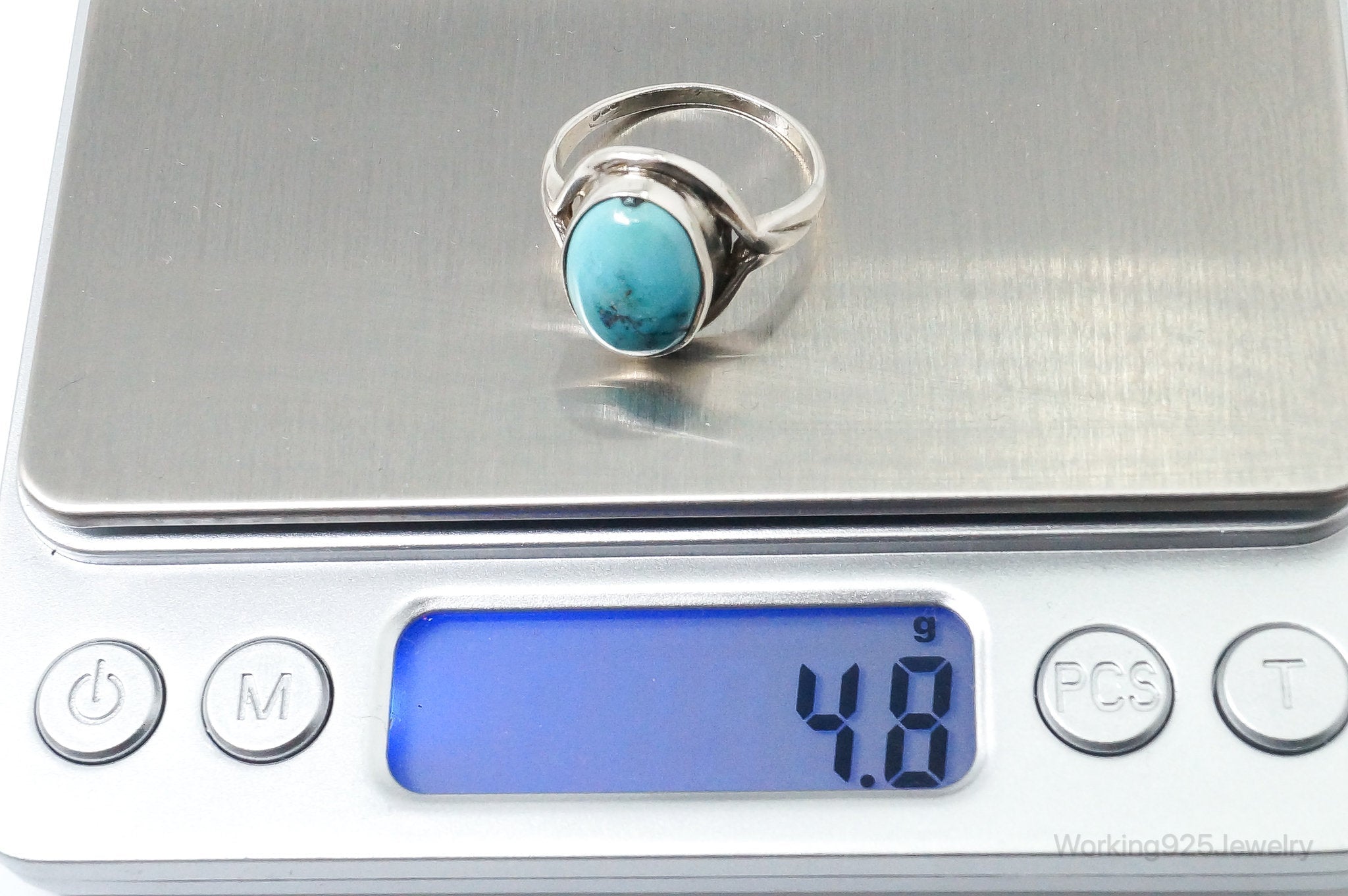 Vintage Turquoise Sterling Silver Ring - SZ 8.75