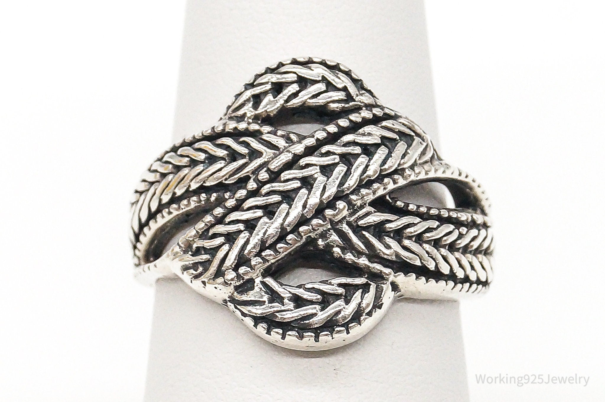 Vintage Rope Knot Sterling Silver Ring - Size 6.25