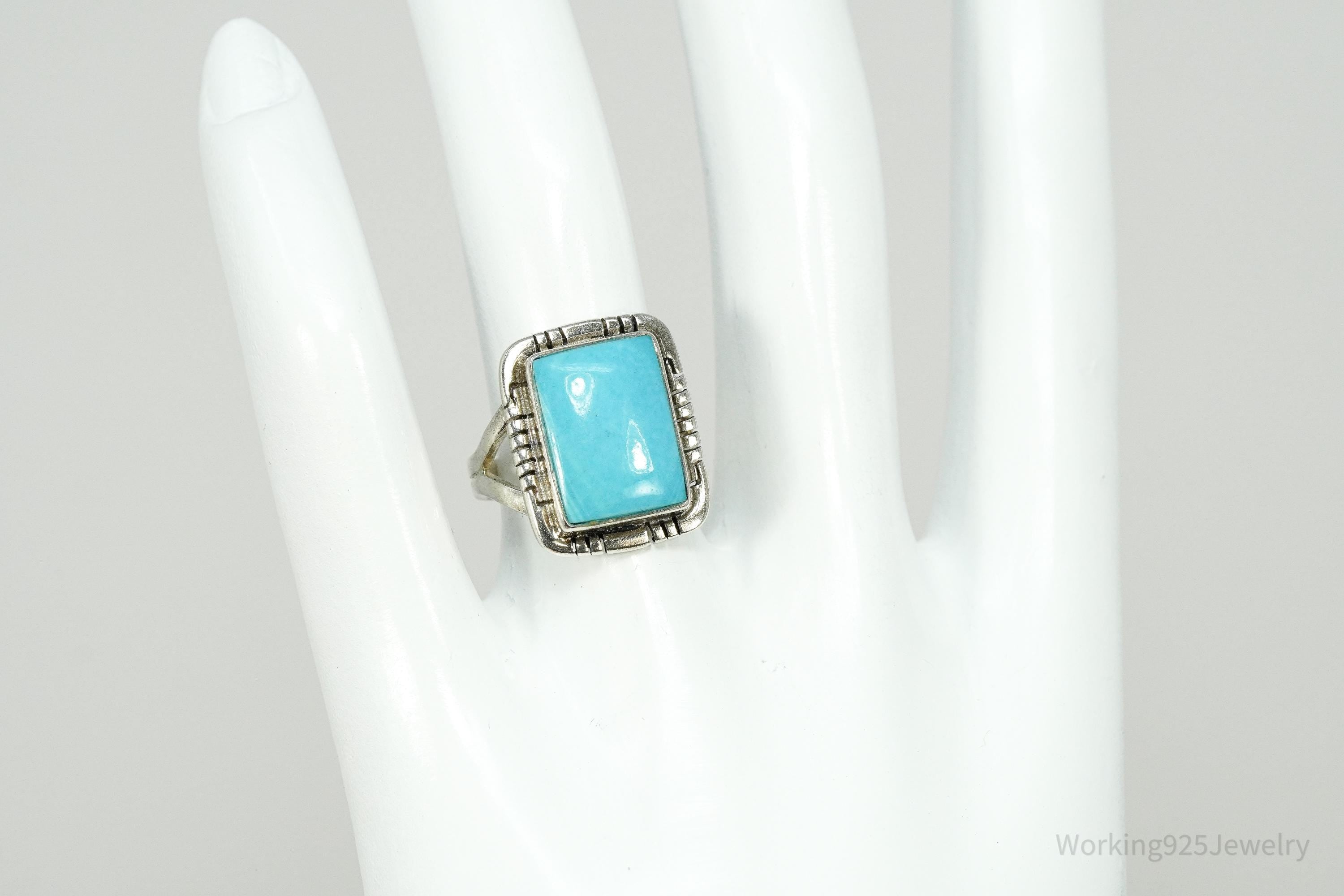 Vintage Native American Turquoise Sterling Silver Ring - Size 6