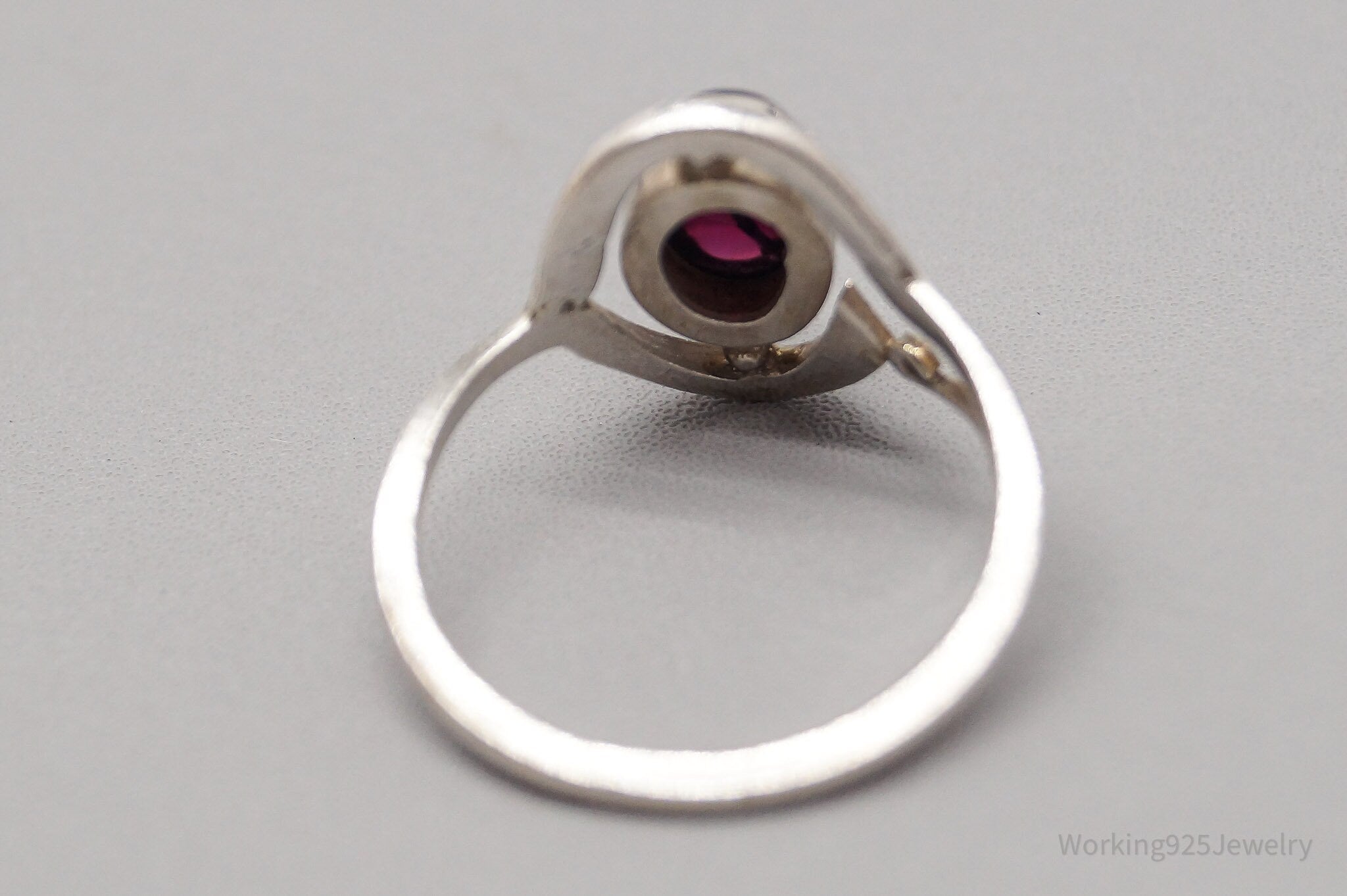 Vintage Rhodolite Garnet Sterling Silver Ring - Size 7.5