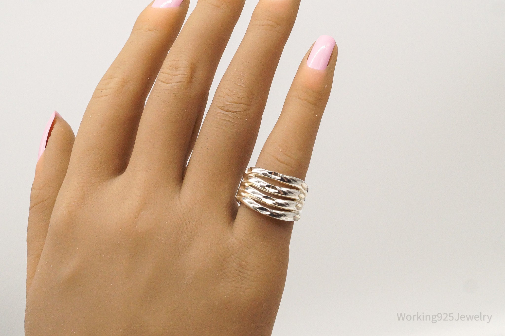 Vintage Modernist Waves Sterling Silver Ring - SZ 6.75